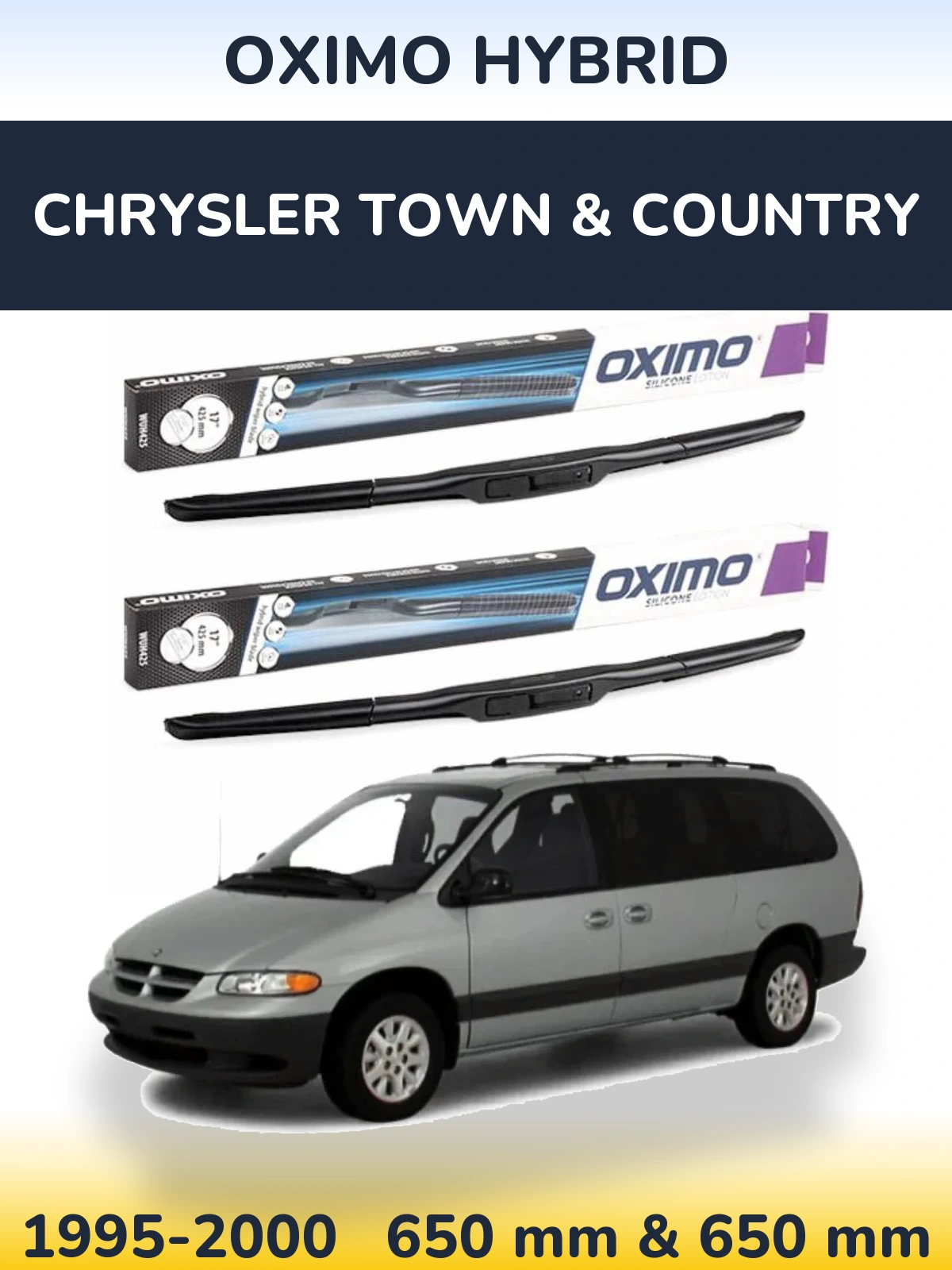 Комплект передних дворников Oximo Hybrid 650 & 650 мм для Chrysler Town & Country 1995-2000