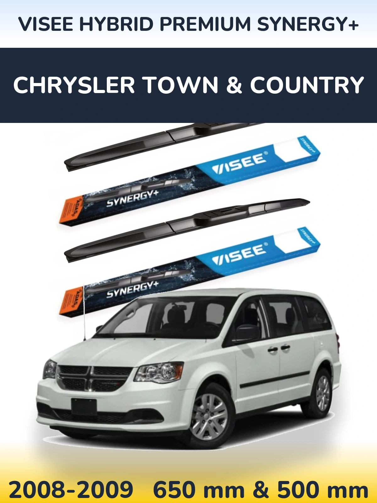 Комплект передних дворников VISEE HYBRID PREMIUM SYNERGY+ 650 & 500 мм для Chrysler Town & Country 2008-2009
