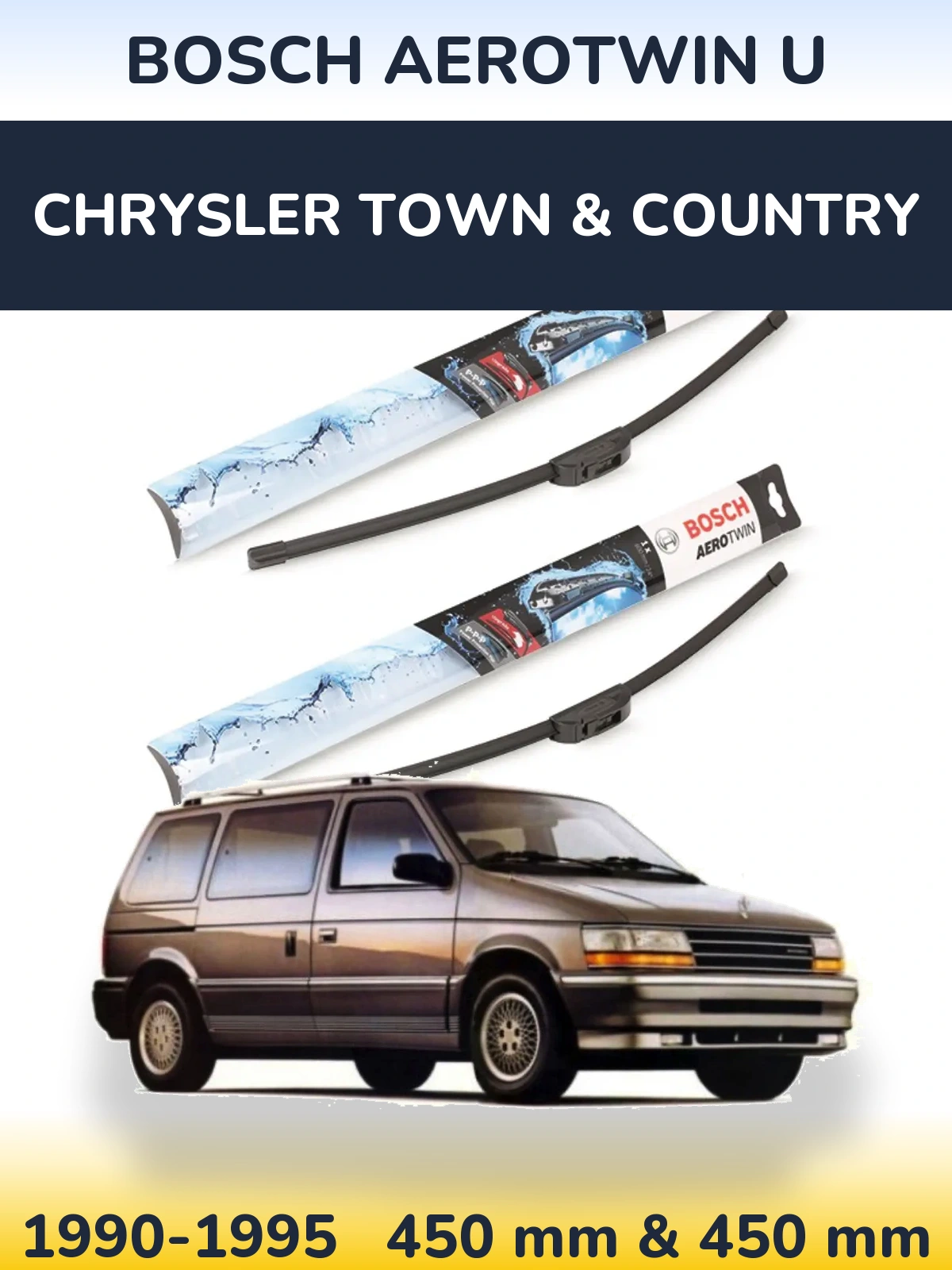 Комплект передніх щіток BOSCH AeroTwin U 450 & 450 мм для Chrysler Town & Country 1990-1995