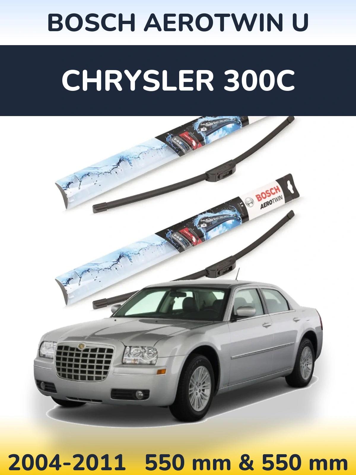 Комплект передніх щіток BOSCH AeroTwin U 550 & 550 мм для Chrysler 300C 2004-2011