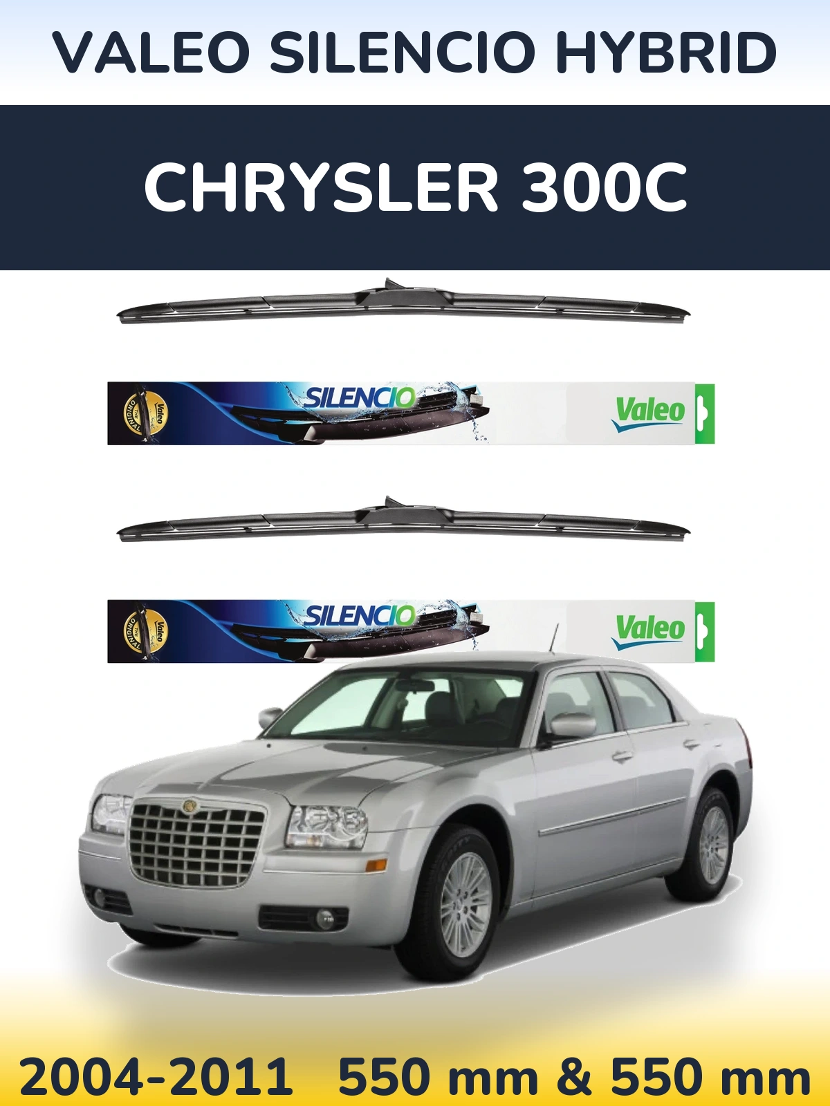 Комплект передніх щіток Valeo Silencio Hybrid 550 & 550 мм для Chrysler 300C 2004-2011