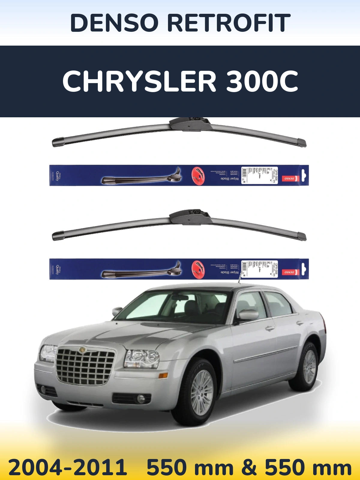 Front wiper blade set Denso Retrofit 550 & 550 mm for Chrysler 300C 2004-2011