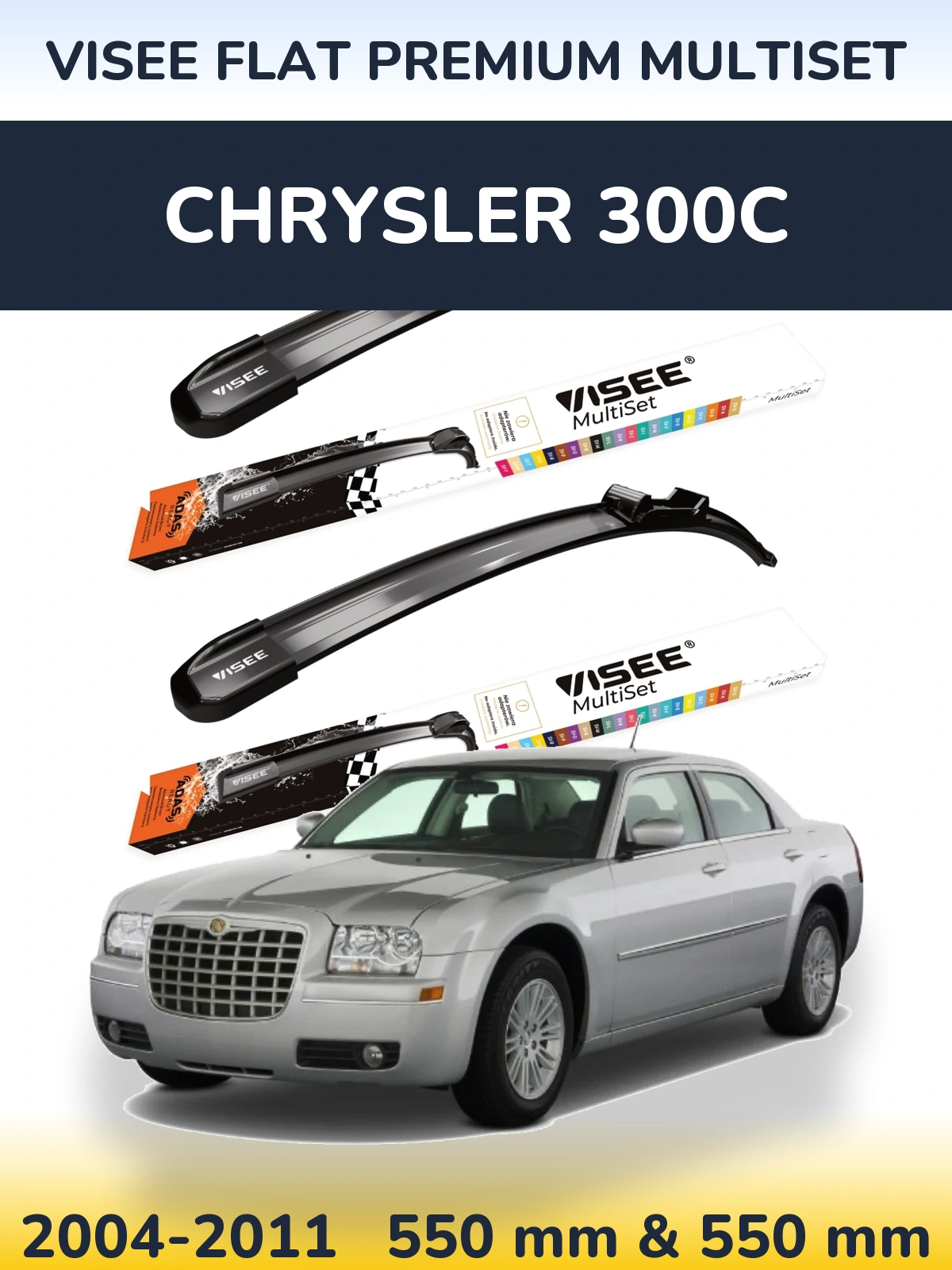 Комплект передних дворников VISEE FLAT PREMIUM MultiSet 550 & 550 мм для Chrysler 300C 2004-2011
