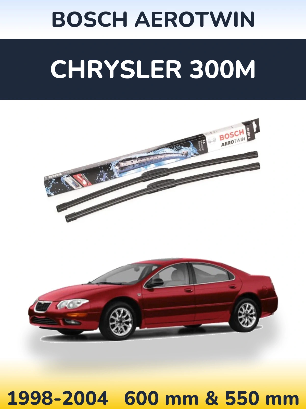 Комплект передних дворников BOSCH AeroTwin 600 & 550 мм для Chrysler 300M 1998-2004