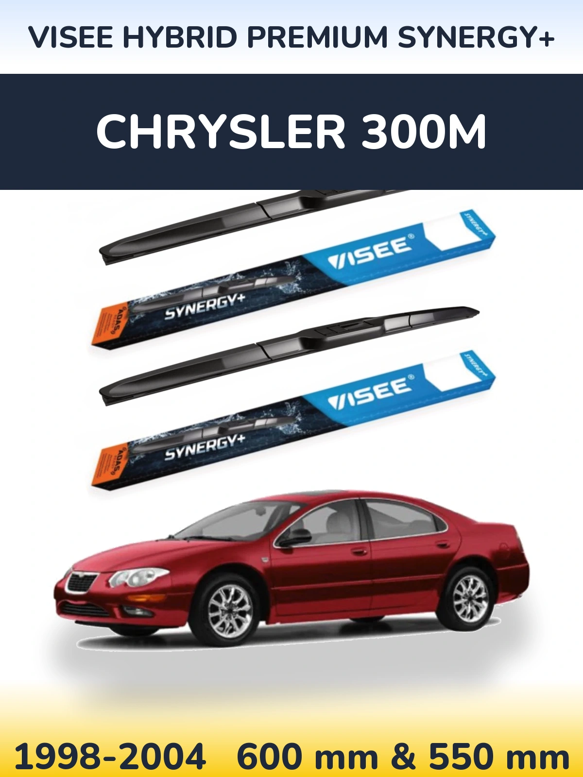Front wiper blade set VISEE HYBRID PREMIUM SYNERGY+ 600 & 550 mm for Chrysler 300M 1998-2004