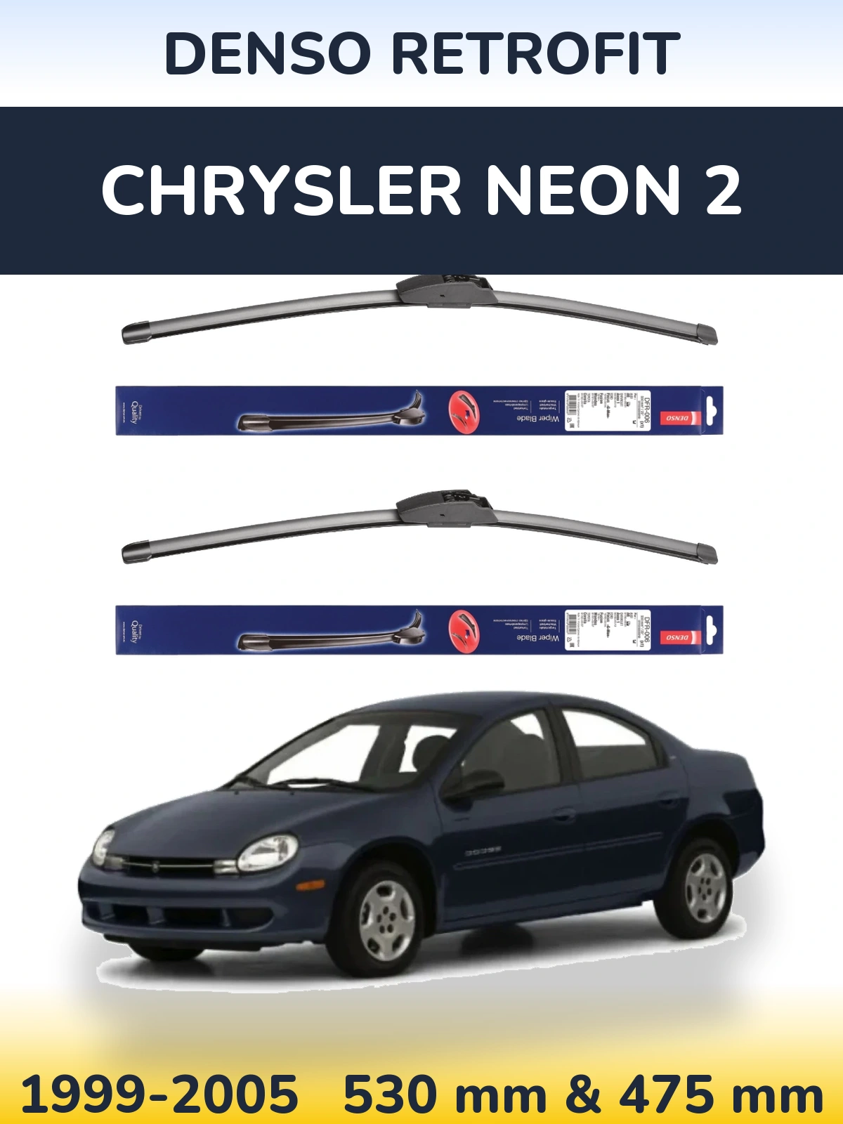 Комплект передних дворников Denso Retrofit 530 & 475 мм для Chrysler Neon 2 1999-2005