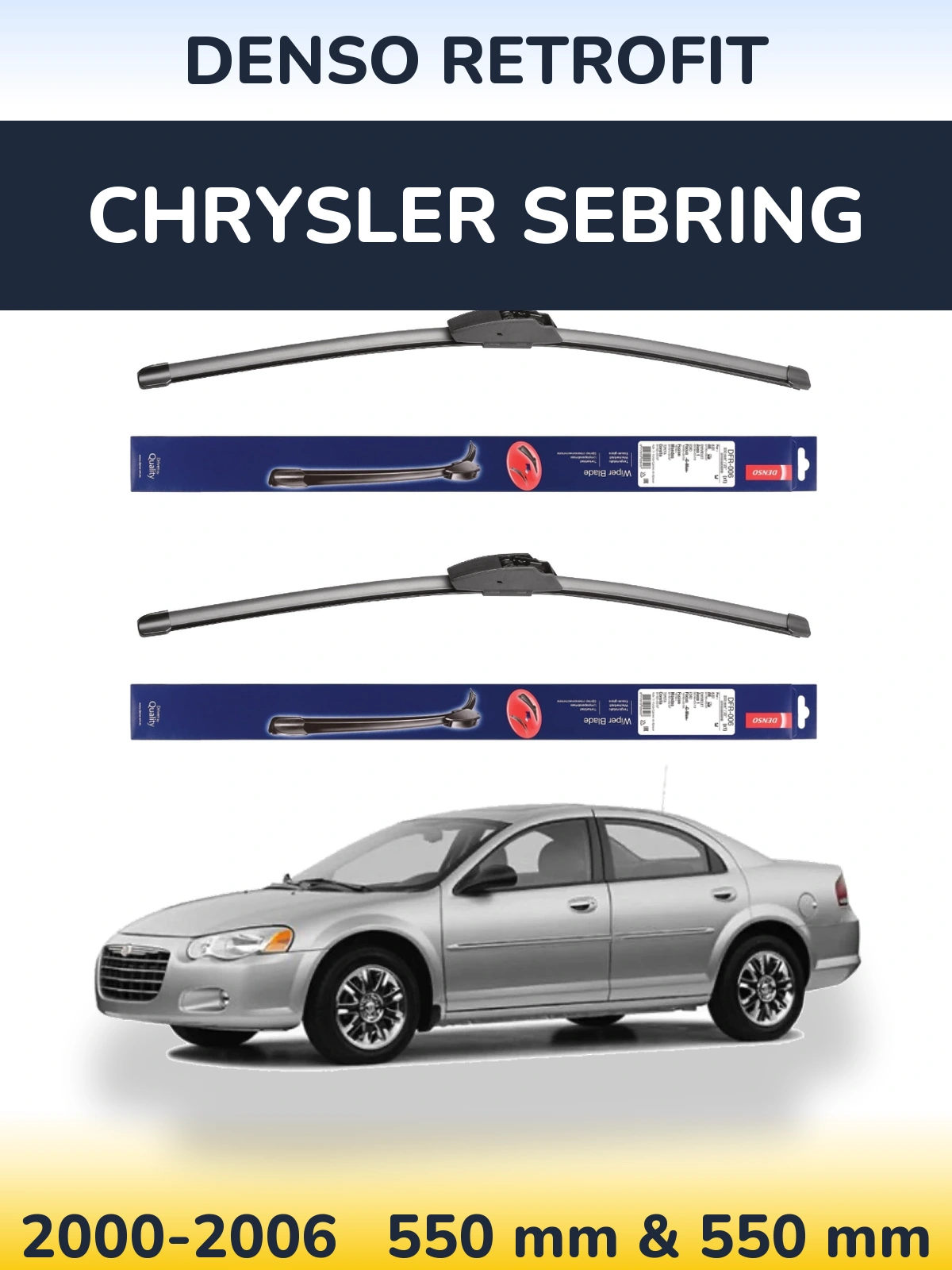 Комплект передних дворников Denso Retrofit 550 & 550 мм для Chrysler Sebring 2000-2006