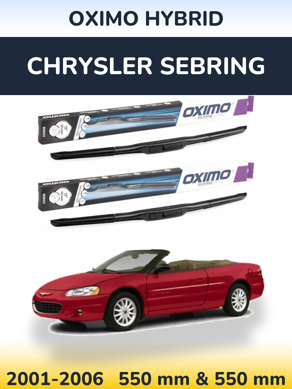 Front wiper blade set Oximo Hybrid 550 & 550 mm for Chrysler Sebring 2001-2006