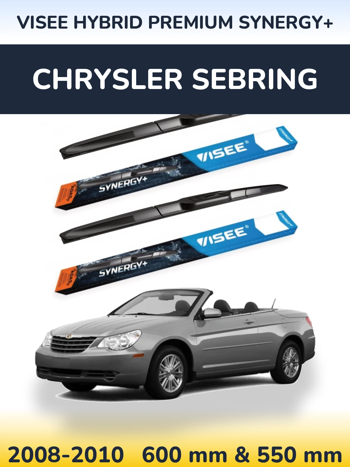 Комплект передніх щіток VISEE HYBRID PREMIUM SYNERGY+ 600 & 550 мм для Chrysler Sebring 2008-2010