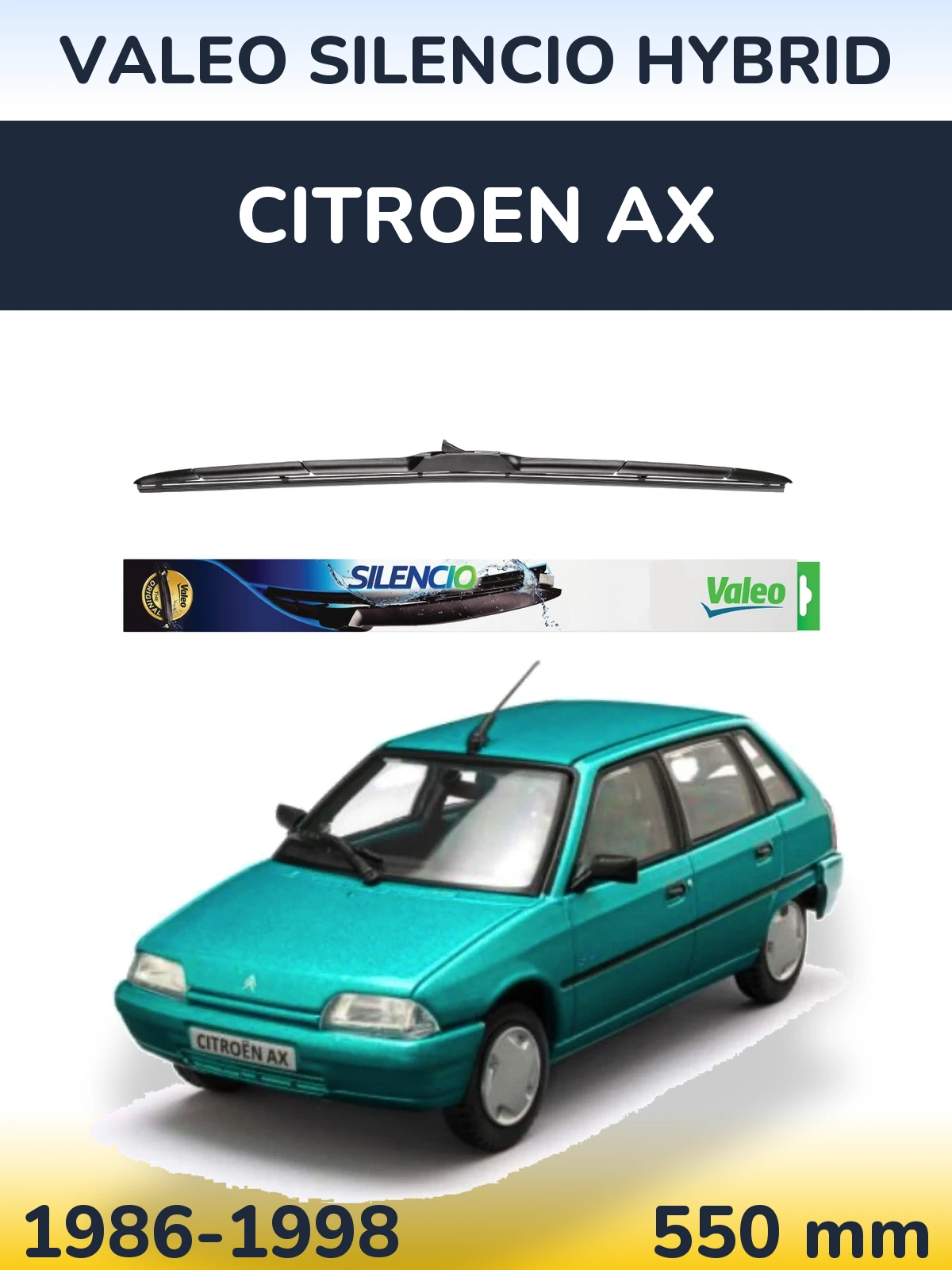 Передня щітка Valeo Silencio Hybrid 550 мм для Citroen AX 1986-1998