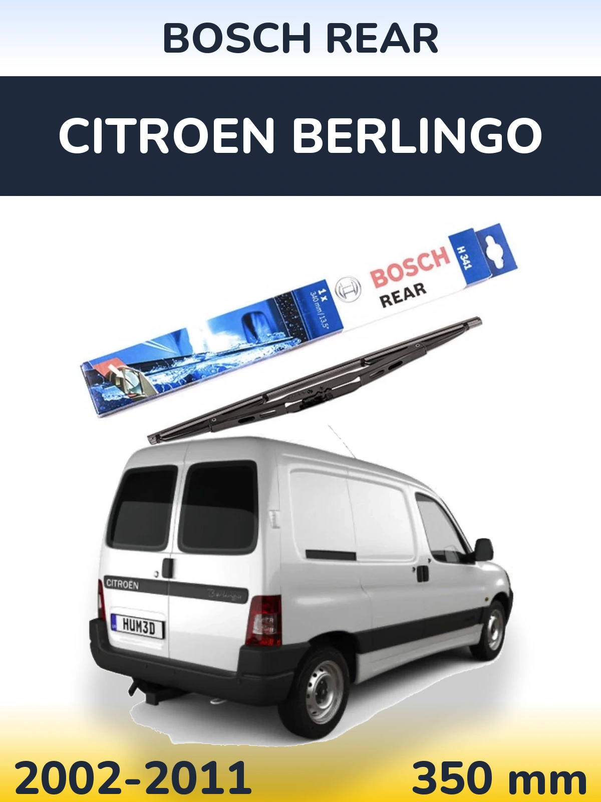 Rear wiper blade BOSCH Rear 340 mm for Citroen Berlingo 2002-2011