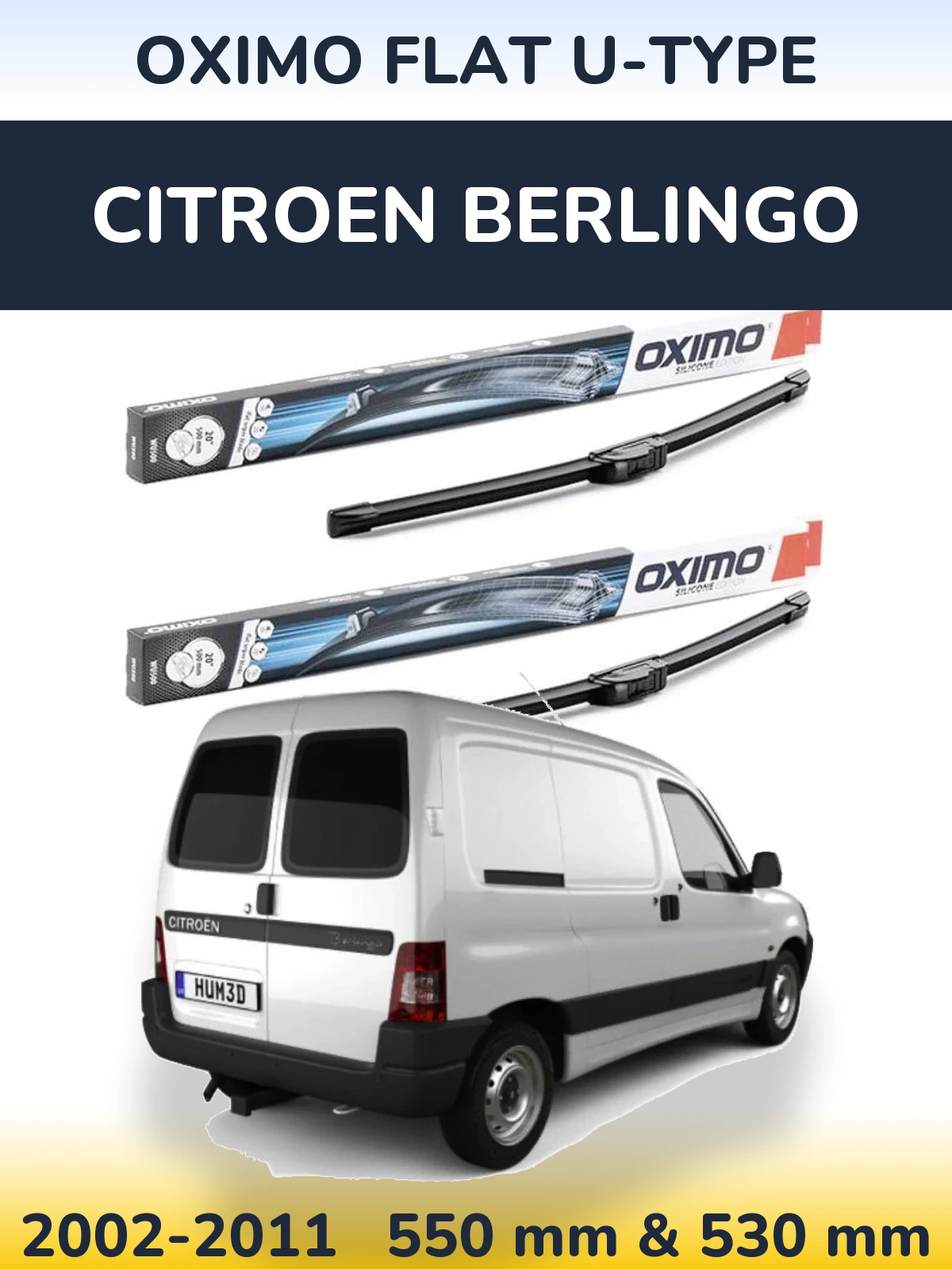 Комплект передніх щіток Oximo Flat U-type 550 & 530 мм для Citroen Berlingo 2002-2011