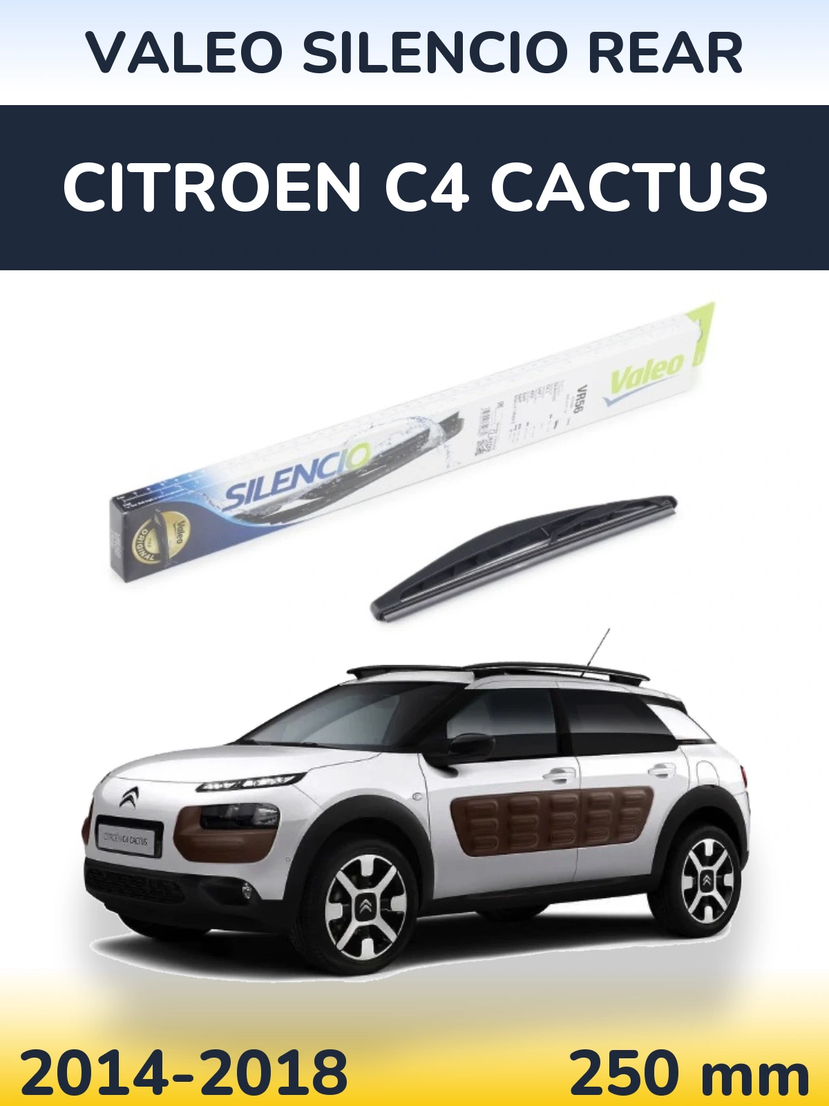 Rear wiper blade Valeo Silencio Rear 240 mm for Citroen C4 Cactus 2014-2018