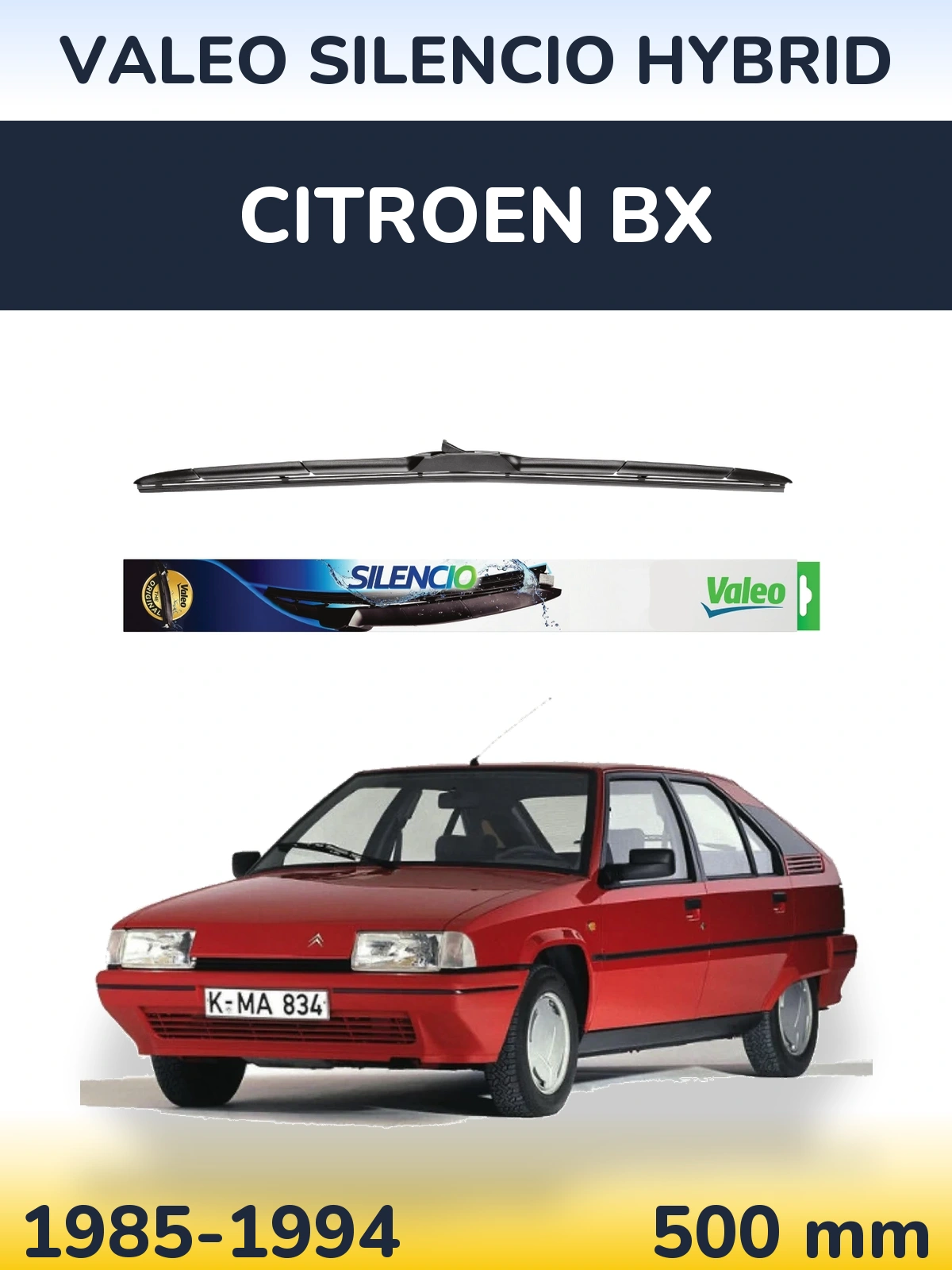 Передня щітка Valeo Silencio Hybrid 500 мм для Citroen BX 1985-1994