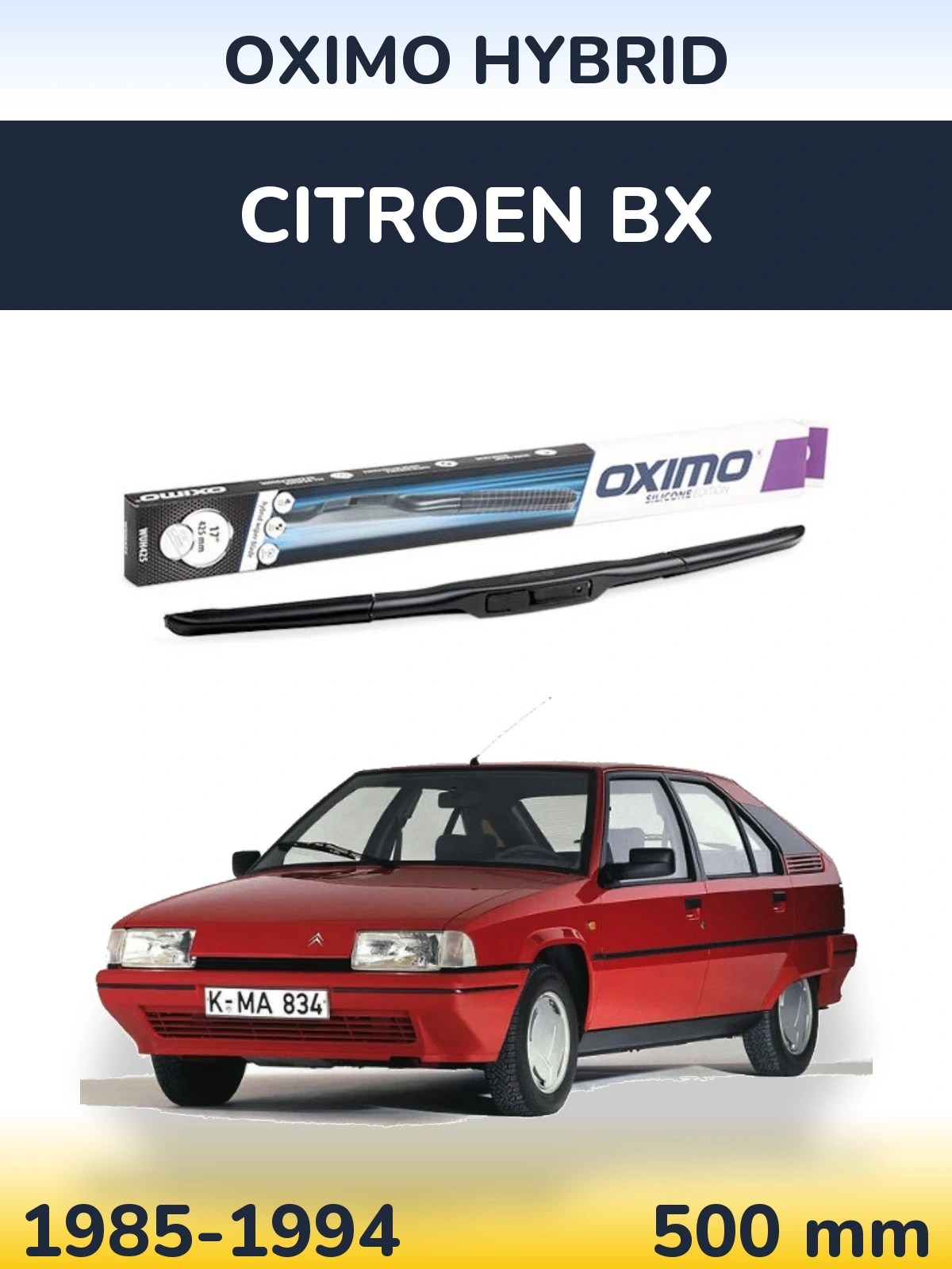 Передня щітка Oximo Hybrid 500 мм для Citroen BX 1985-1994