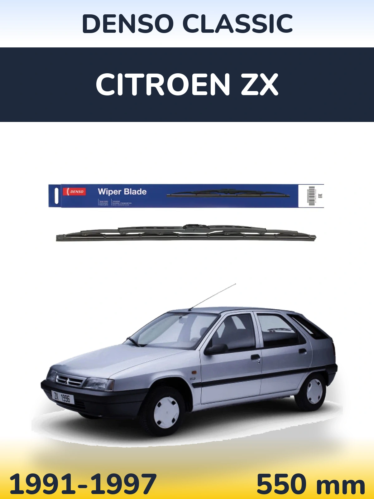 Front wiper blade Denso Classic 550 mm for Citroen ZX 1991-1997