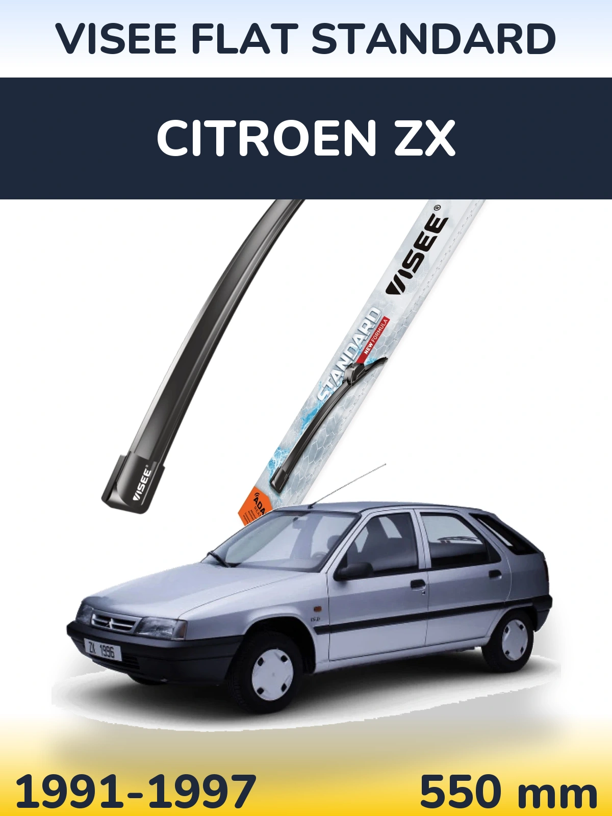 Front wiper blade VISEE FLAT STANDARD 550 mm for Citroen ZX 1991-1997