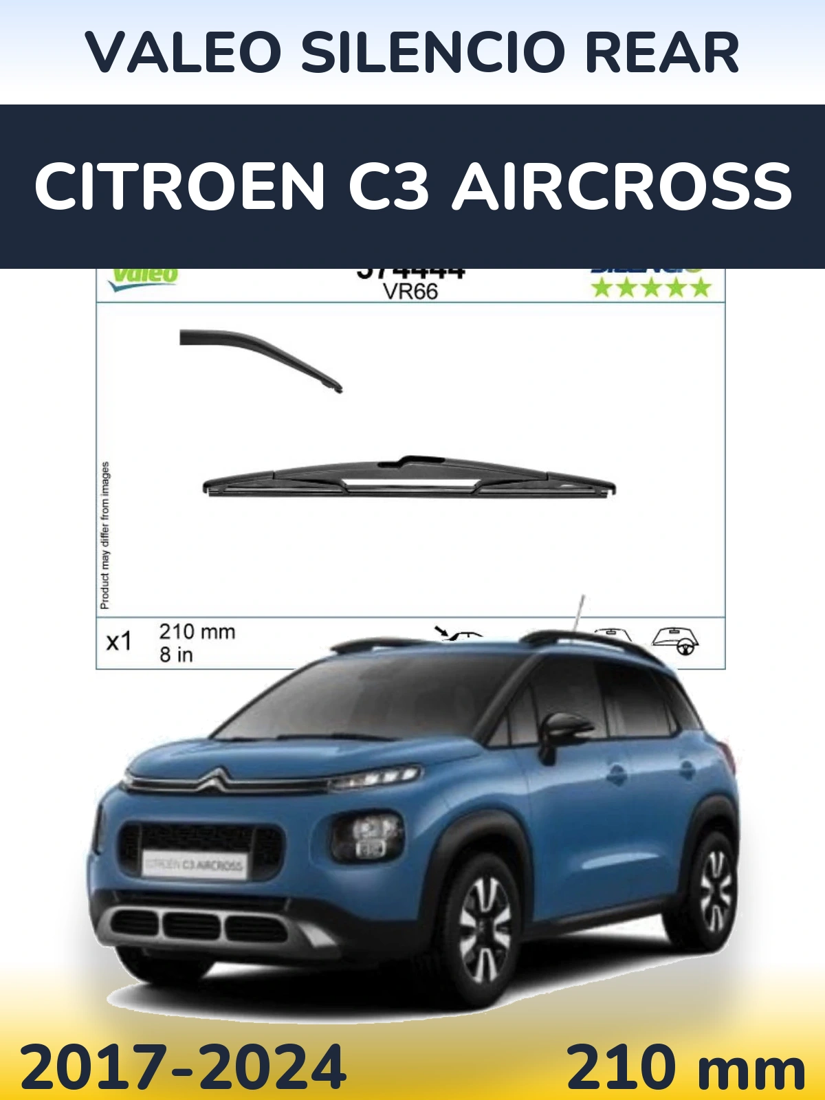 Задний дворник Valeo Silencio Rear 210 мм для Citroen C3 Aircross 2017-2024
