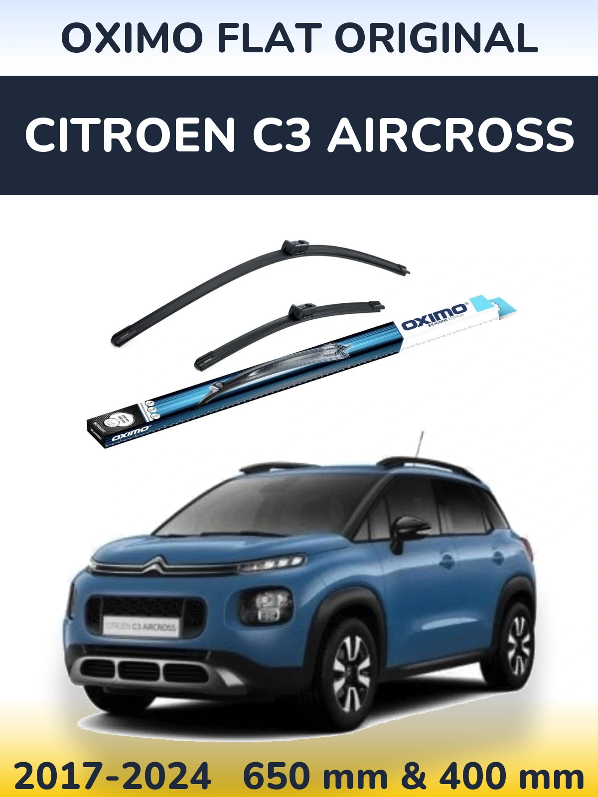 Комплект передних дворников Oximo Flat Original 650 & 400 мм для Citroen C3 Aircross 2017-2024
