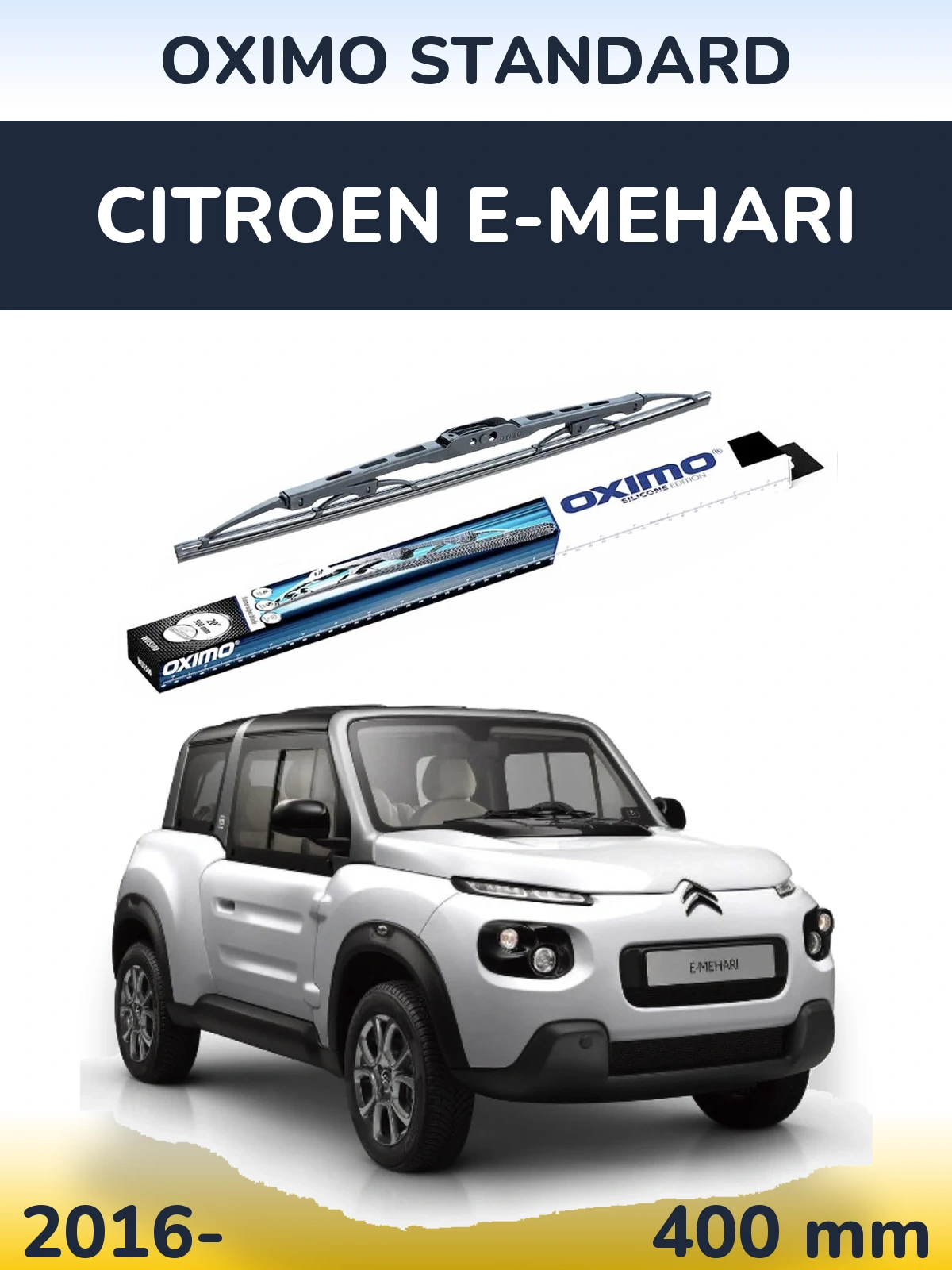 Front wiper blade Oximo Standard 400 mm for Citroen E-Mehari 2016-2026