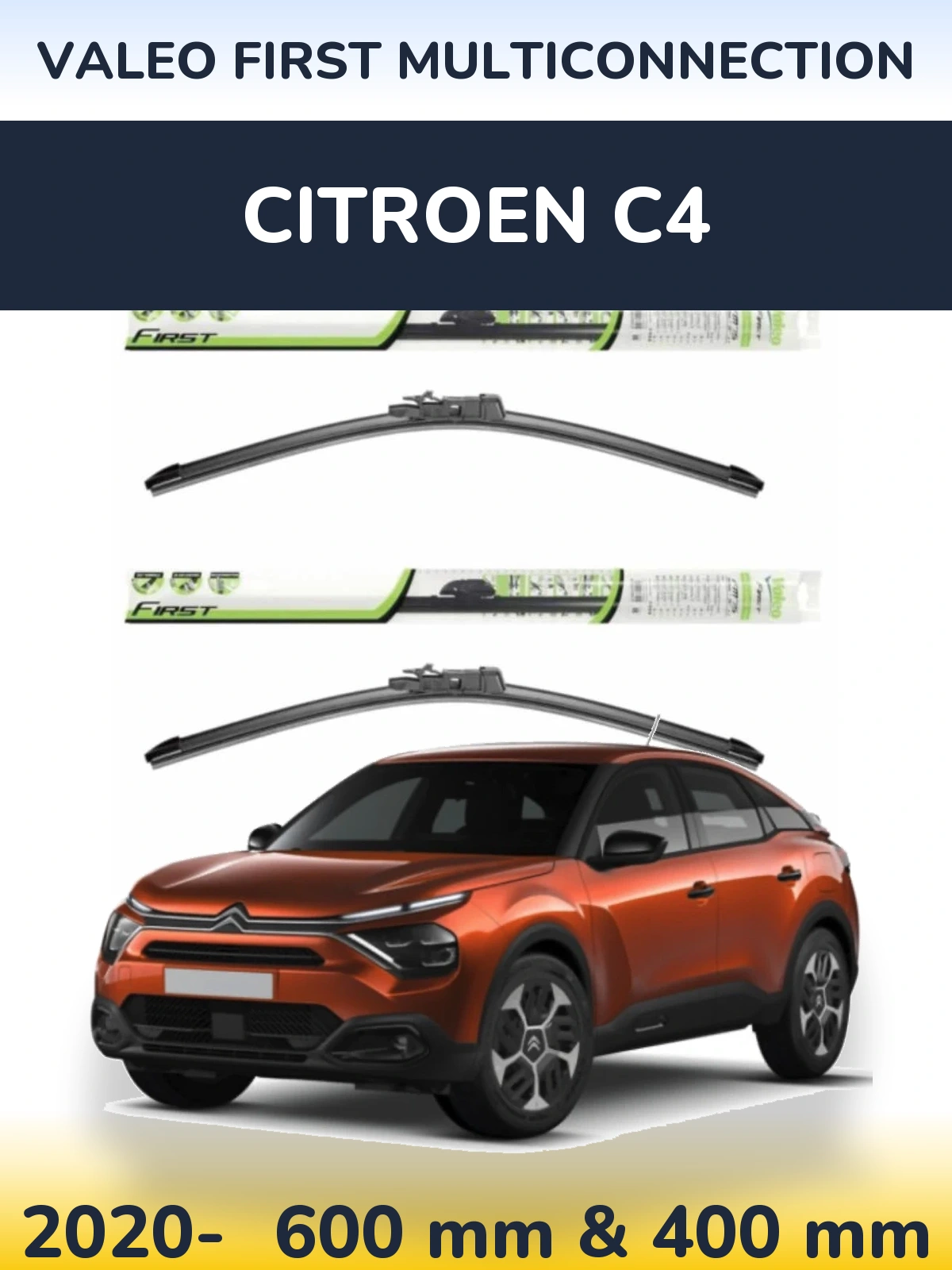Комплект передних дворников Valeo First MultiConnection 600 & 400 мм для Citroen C4 2020-2026