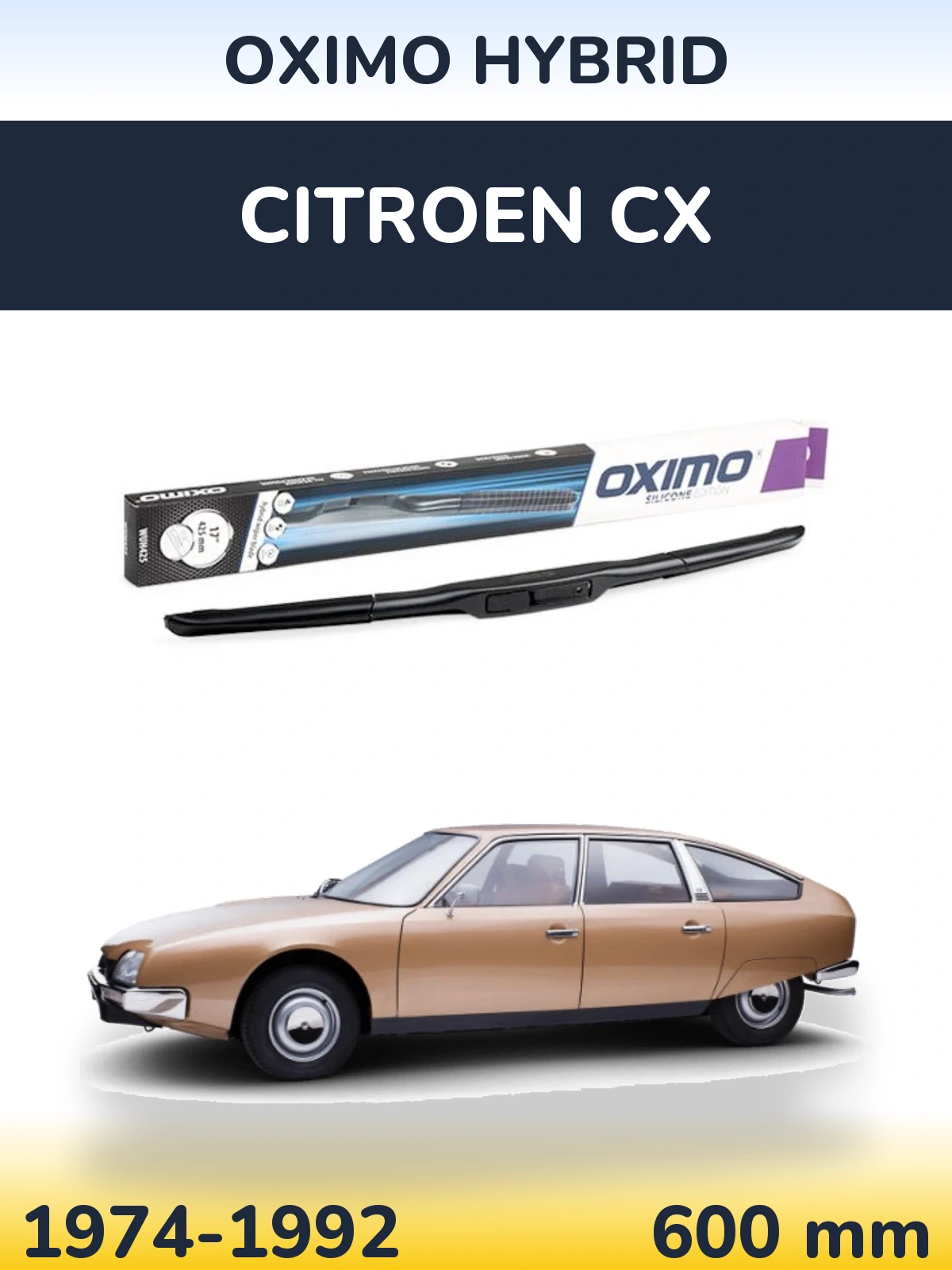 Передня щітка Oximo Hybrid 600 мм для Citroen CX 1974-1992