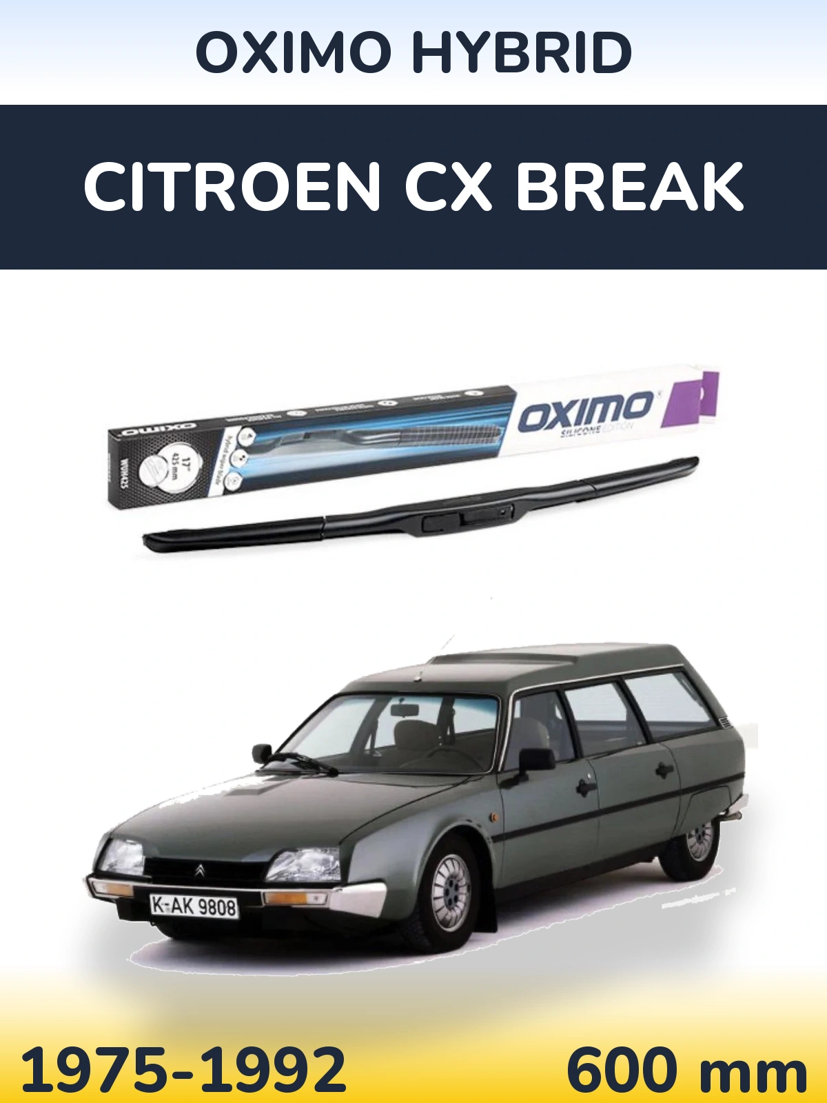Передня щітка Oximo Hybrid 600 мм для Citroen CX Break 1975-1992