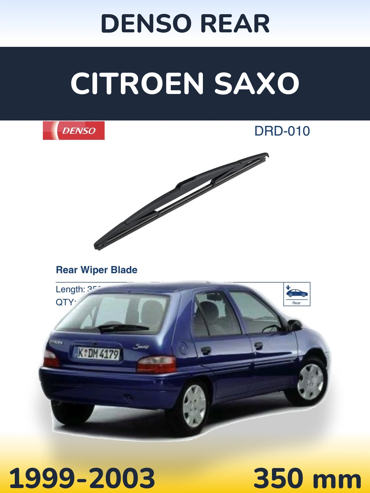 Rear wiper blade Denso Rear 350 mm for Citroen Saxo 1999-2003