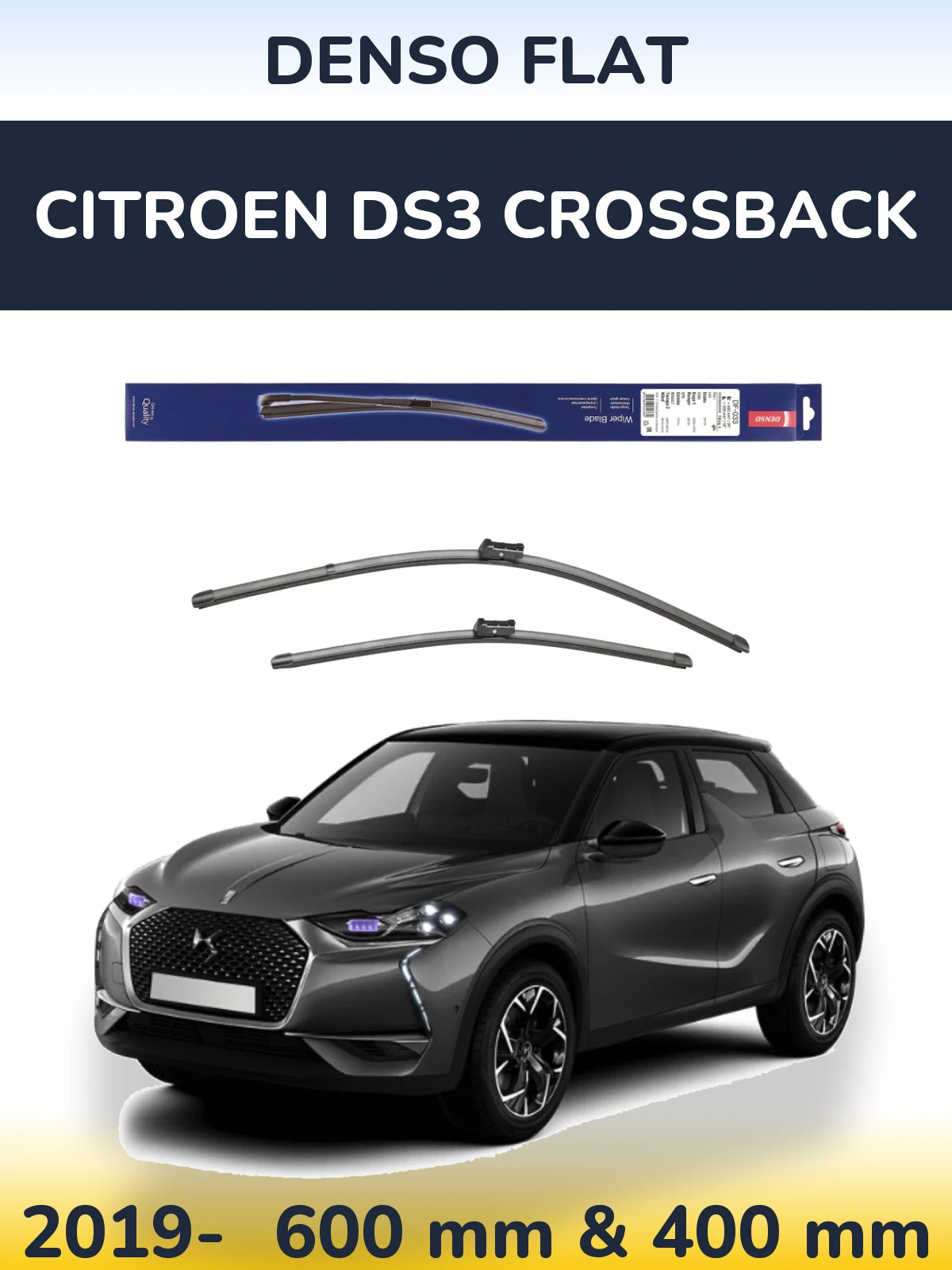Комплект передних дворников Denso Flat 600 & 400 мм для Citroen DS3 Crossback 2019-2026