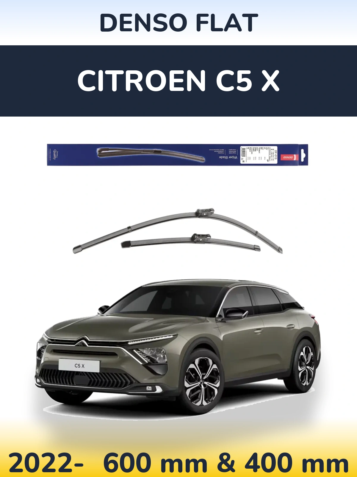 Комплект передних дворников Denso Flat 600 & 380 мм для Citroen C5 X 2022-2026