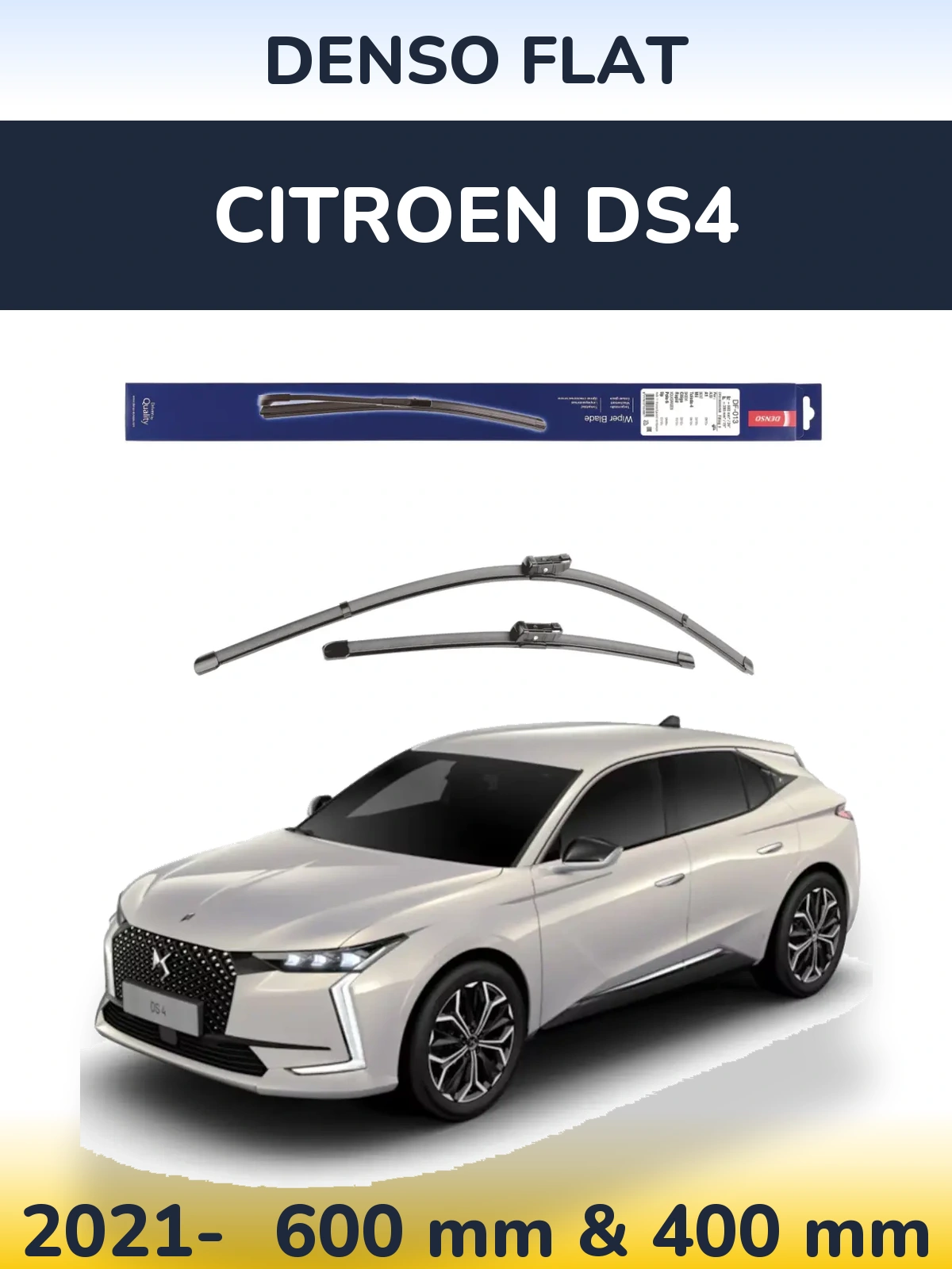 Front wiper blade set Denso Flat 600 & 380 mm for Citroen DS4 2021-2026