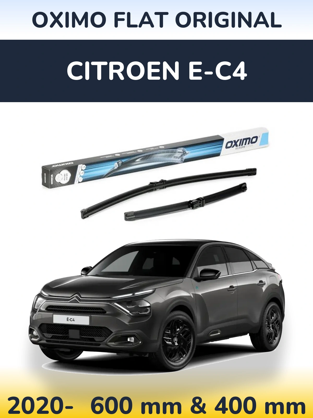 Комплект передних дворников Oximo Flat Original 600 & 400 мм для Citroen e-C4 2020-2026
