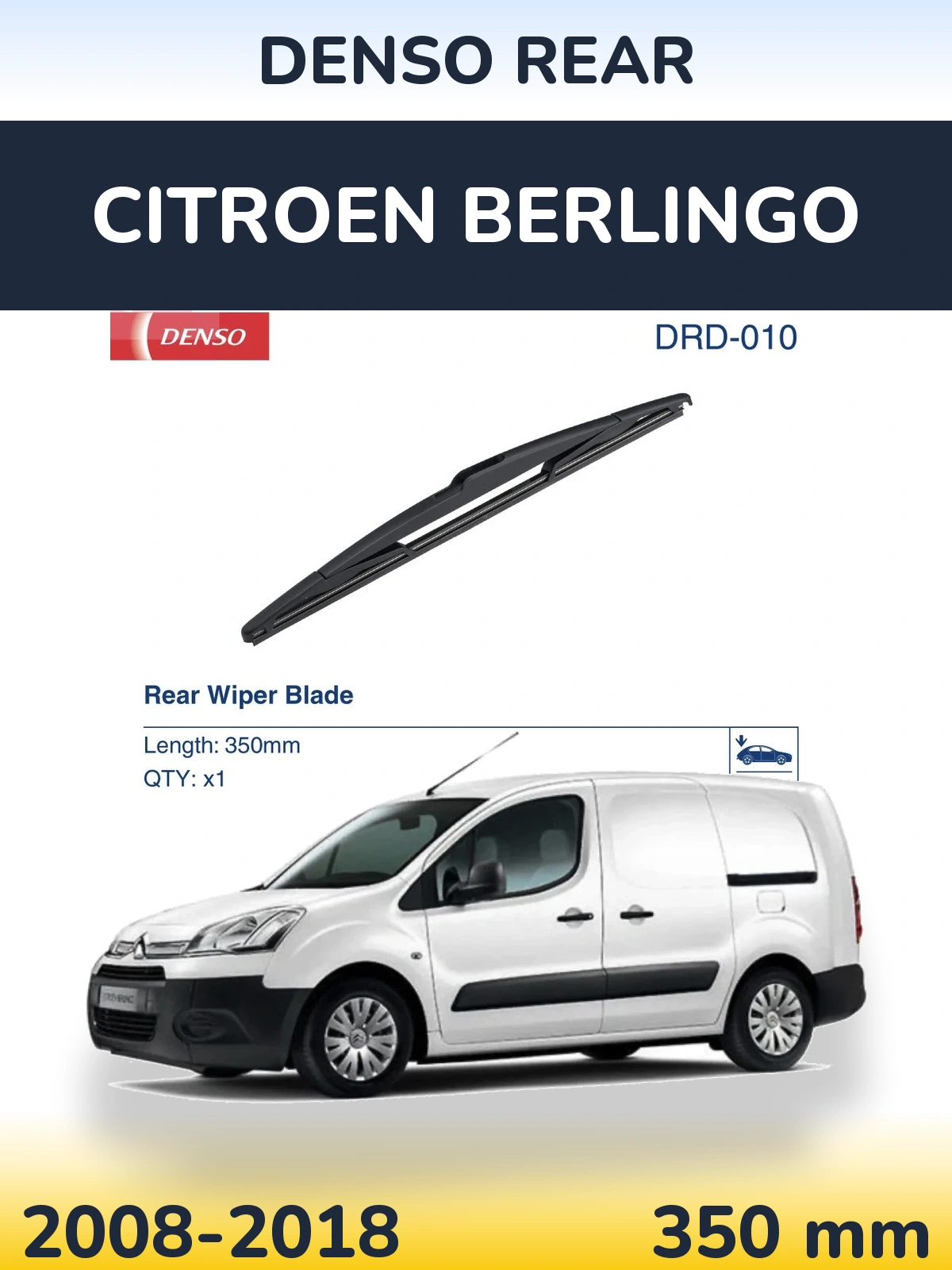 Rear wiper blade Denso Rear 350 mm for Citroen Berlingo 2008-2018