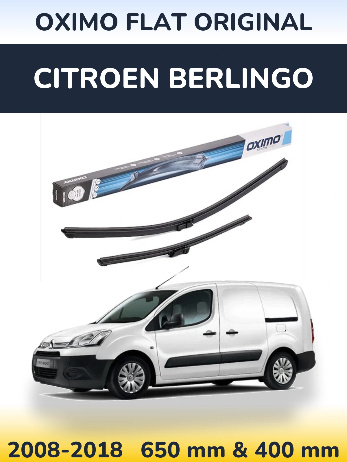 Front wiper blade set Oximo Flat Original 650 & 400 mm for Citroen Berlingo 2008-2018
