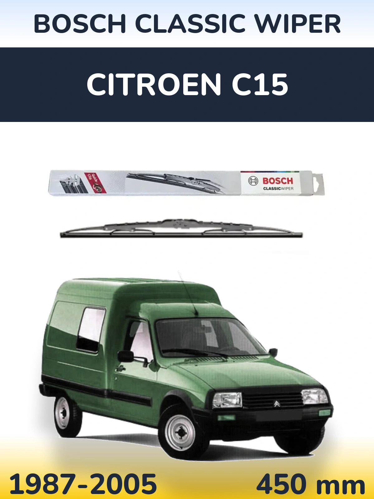 Задний дворник BOSCH Classic Wiper 450 мм для Citroen C15 1987-2005