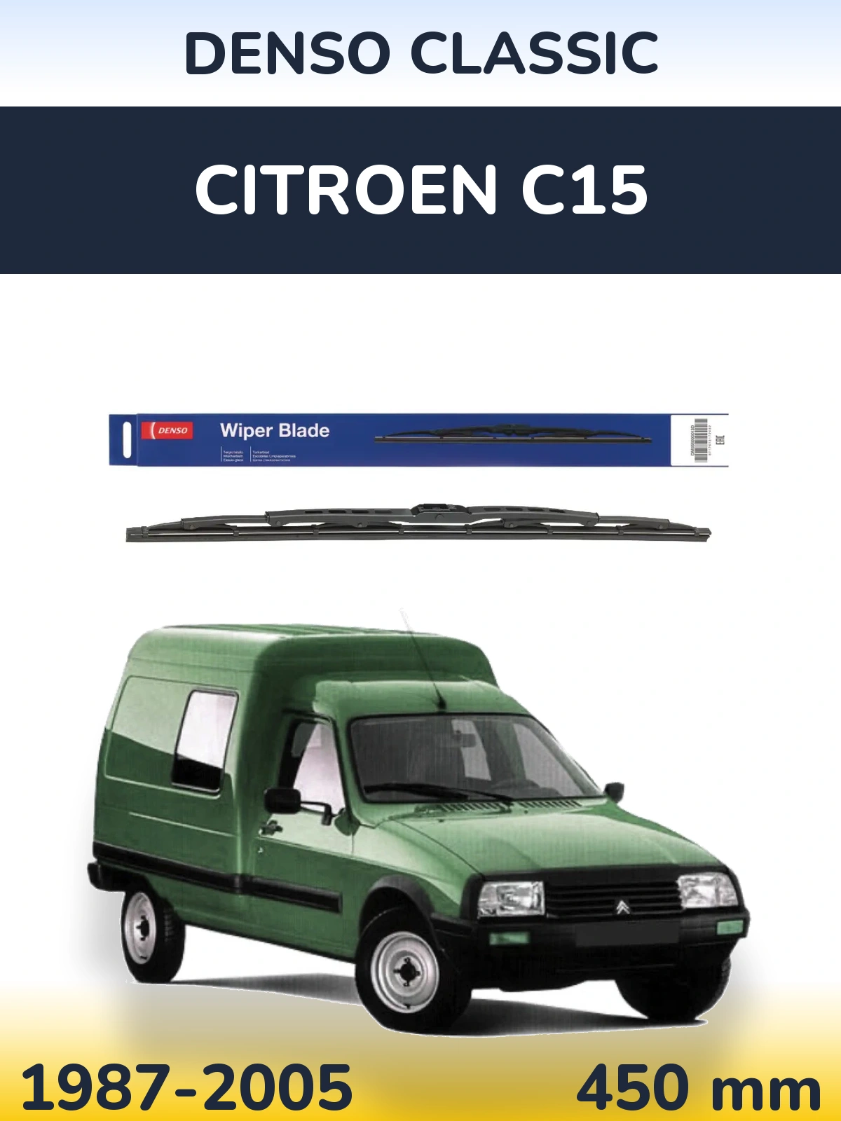 Front wiper blade Denso Classic 450 mm for Citroen C15 1987-2005