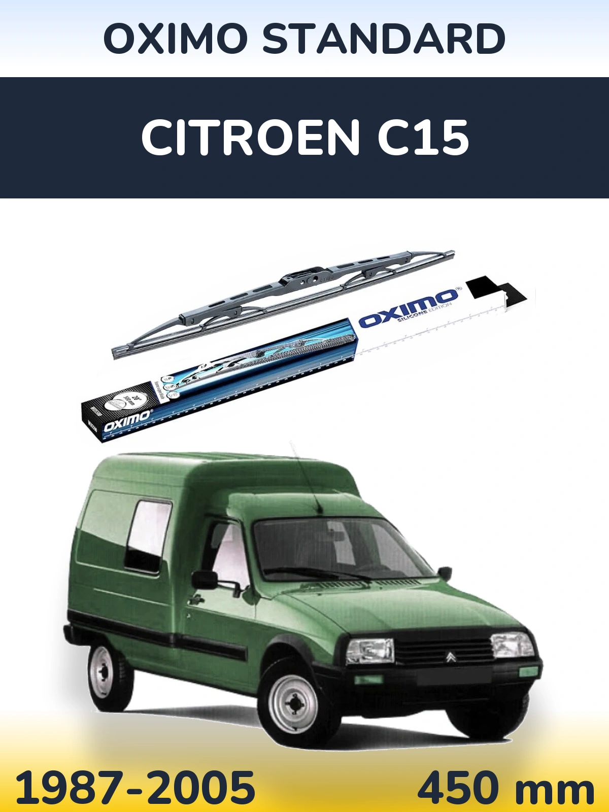 Front wiper blade Oximo Standard 450 mm for Citroen C15 1987-2005