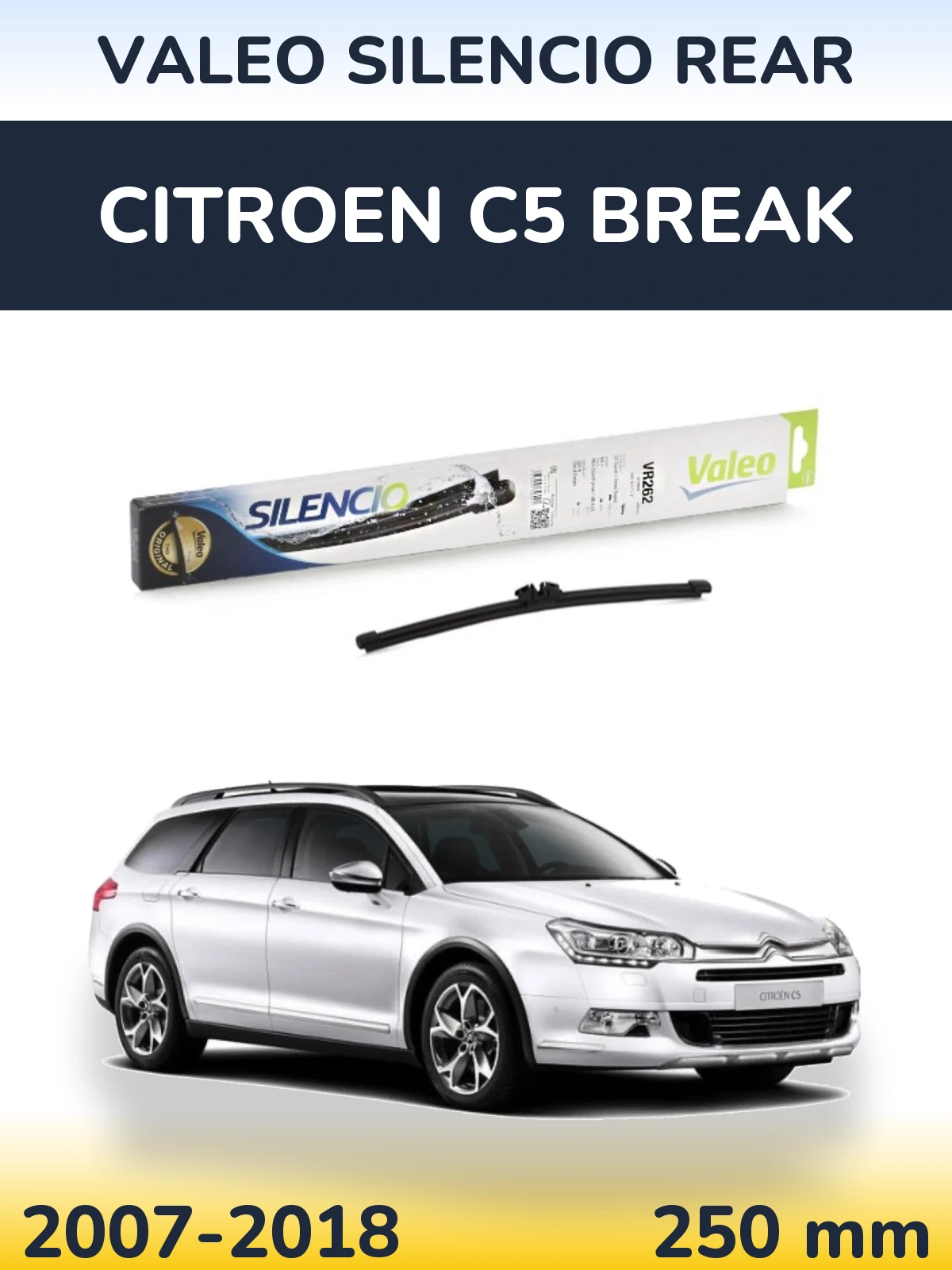 Rear wiper blade Valeo Silencio Rear 240 mm for Citroen C5 Break 2007-2018