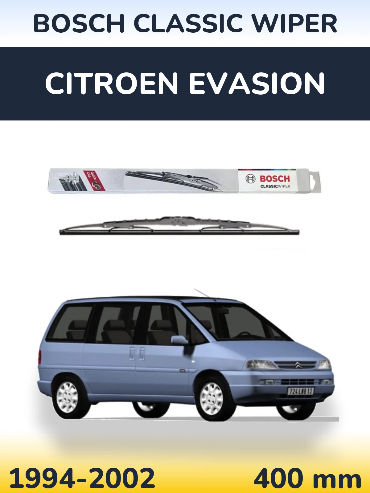Rear wiper blade BOSCH Classic Wiper 400 mm for Citroen Evasion 1994-2002