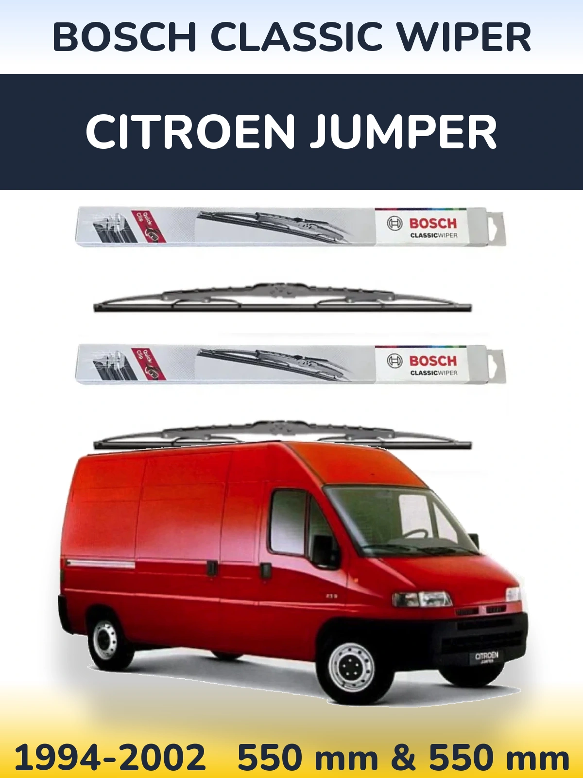 Комплект передніх щіток BOSCH Classic Wiper 550 & 550 мм для Citroen Jumper 1994-2002