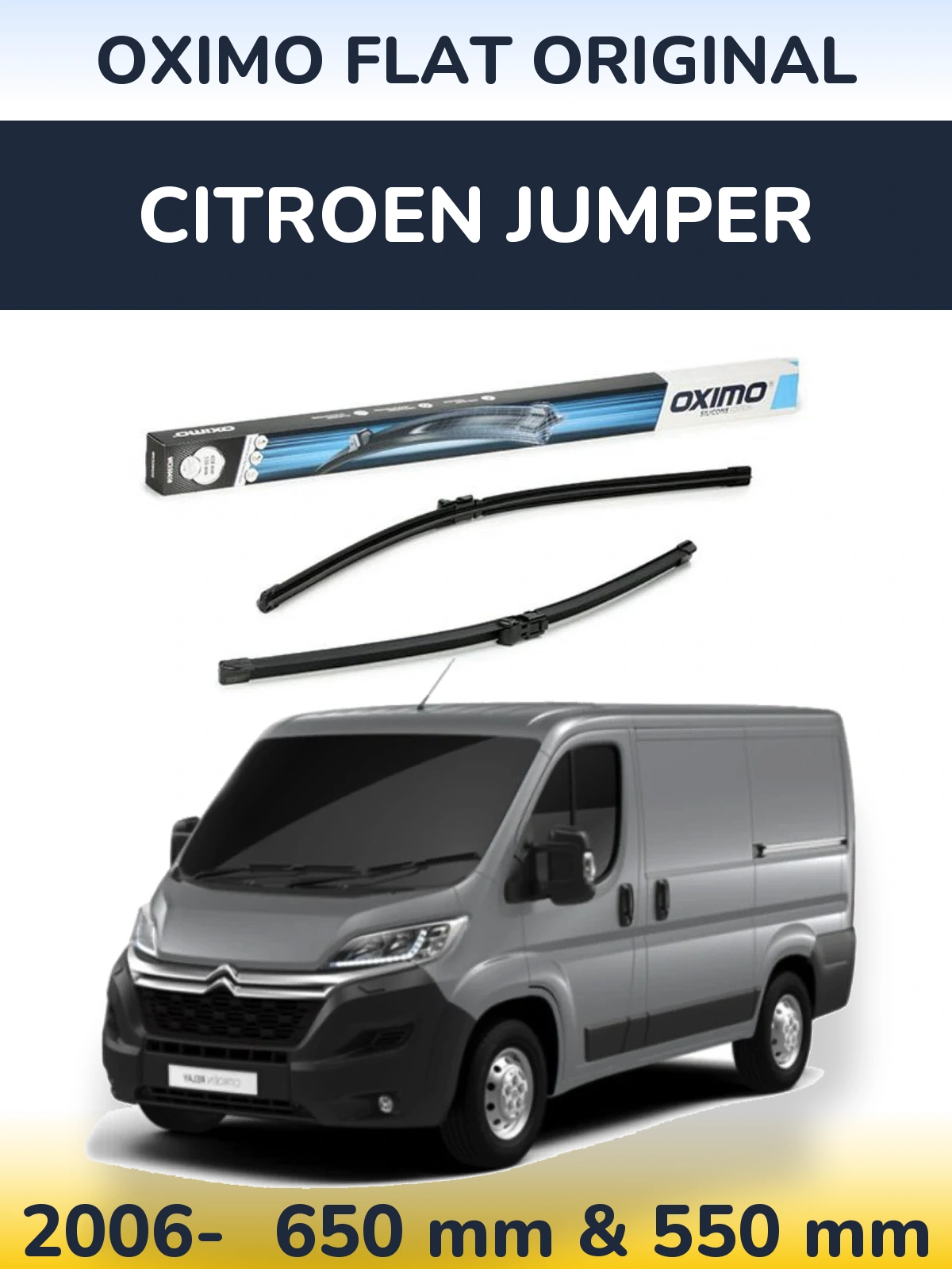 Front wiper blade set Oximo Flat Original 650 & 550 mm for Citroen Jumper 2006-2026