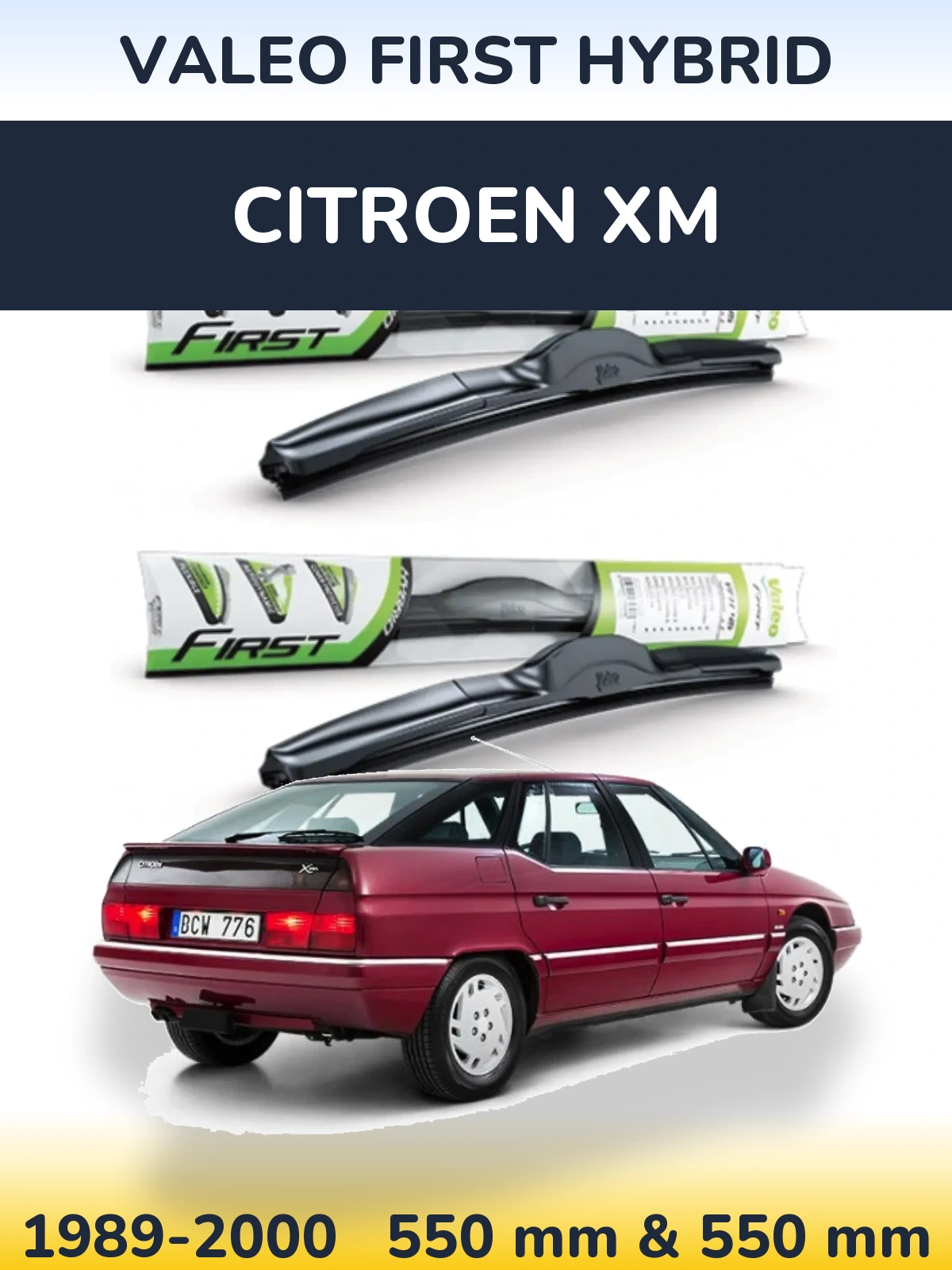 Комплект передніх щіток Valeo First Hybrid 550 & 550 мм для Citroen XM 1989-2000