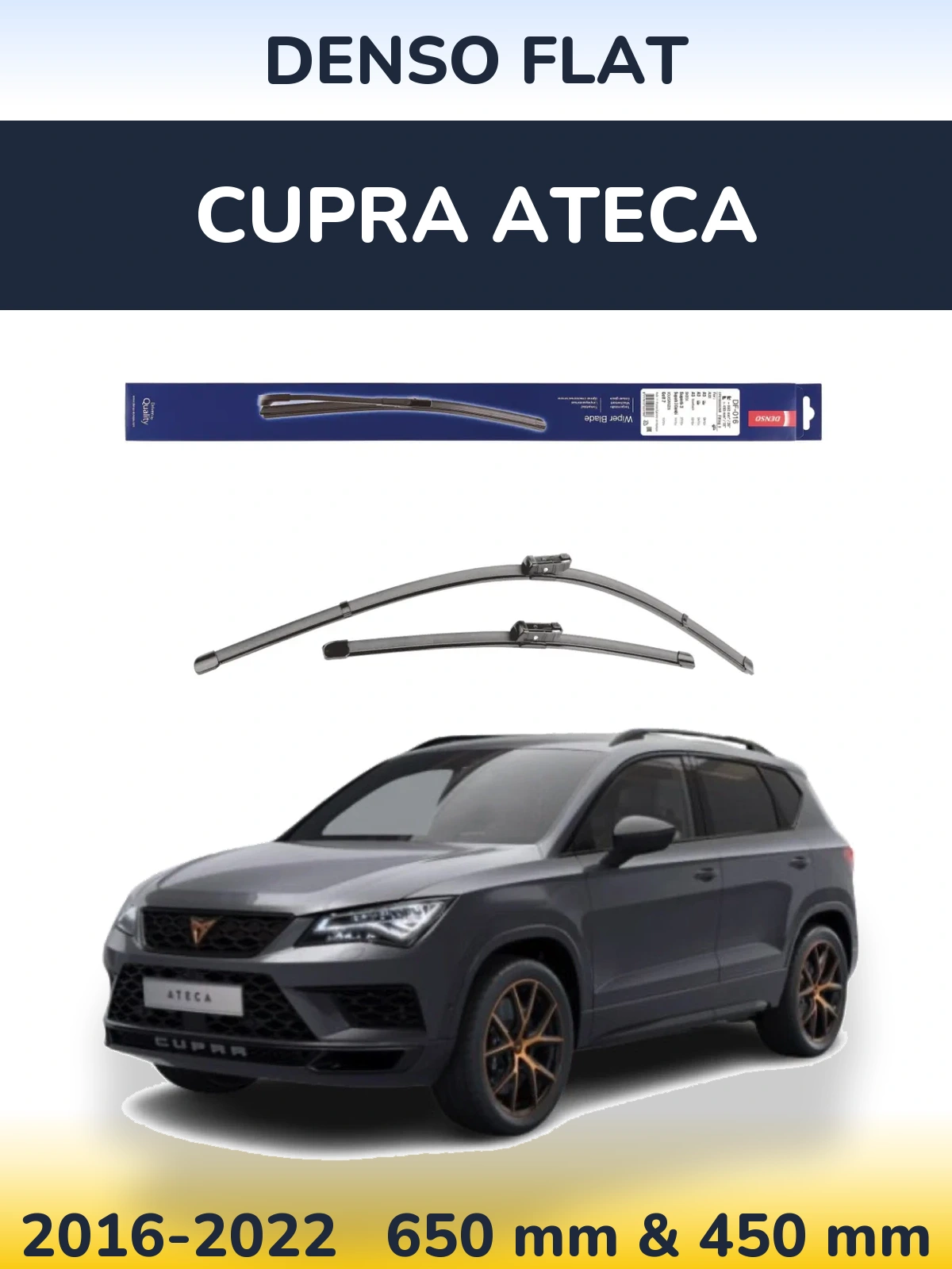 Комплект передних дворников Denso Flat 650 & 450 мм для Cupra Ateca 2016-2022