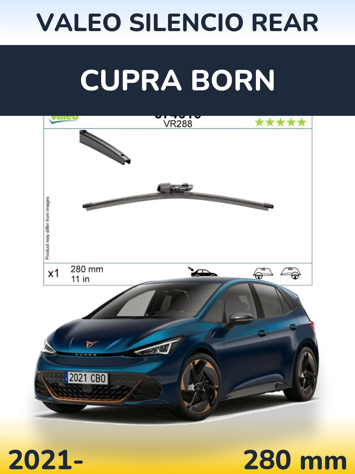 Rear wiper blade Valeo Silencio Rear 280 mm for Cupra Born 2021-2026