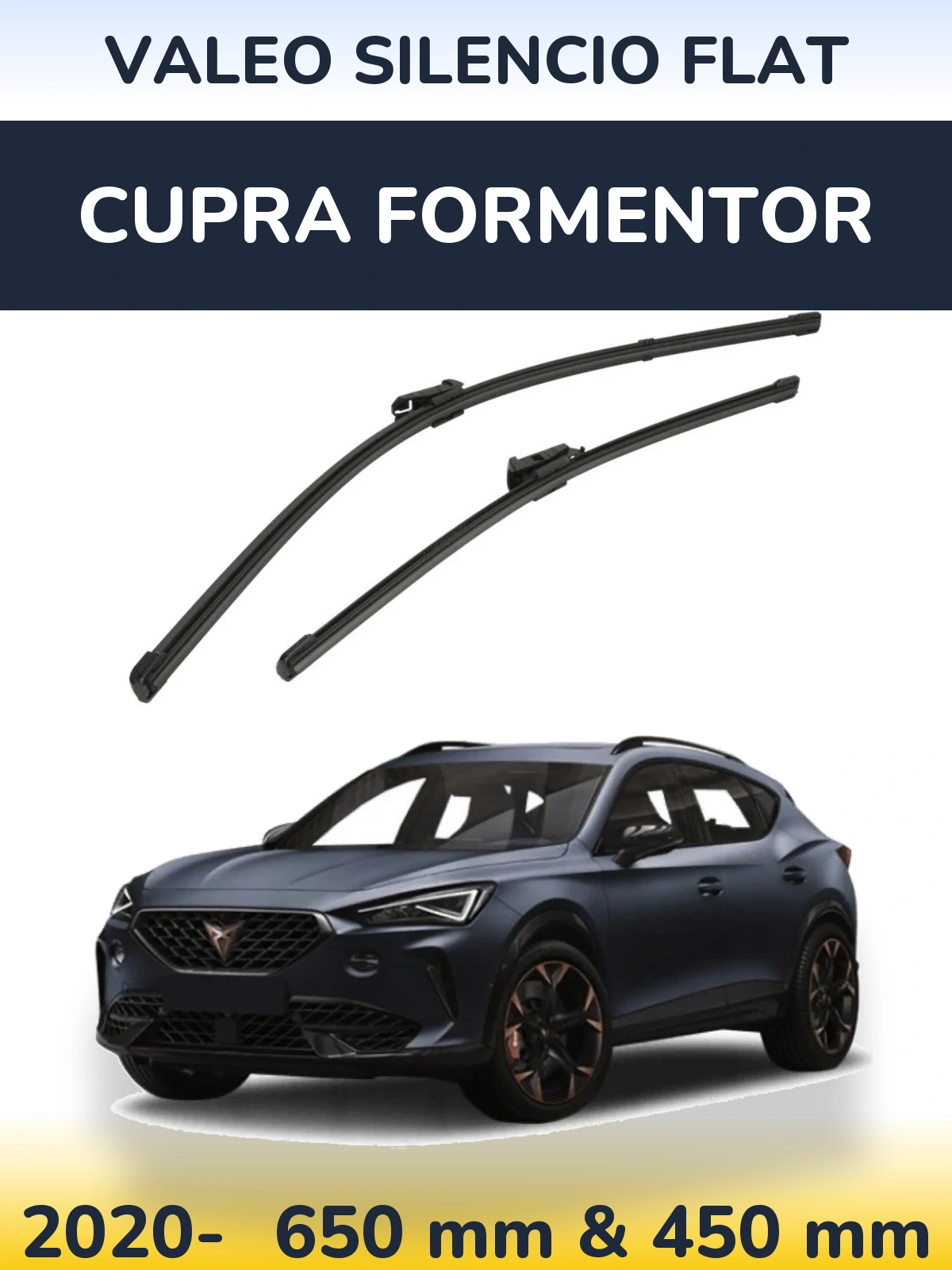 Комплект передніх щіток Valeo Silencio Flat 650 & 450 мм для Cupra Formentor 2020-2026