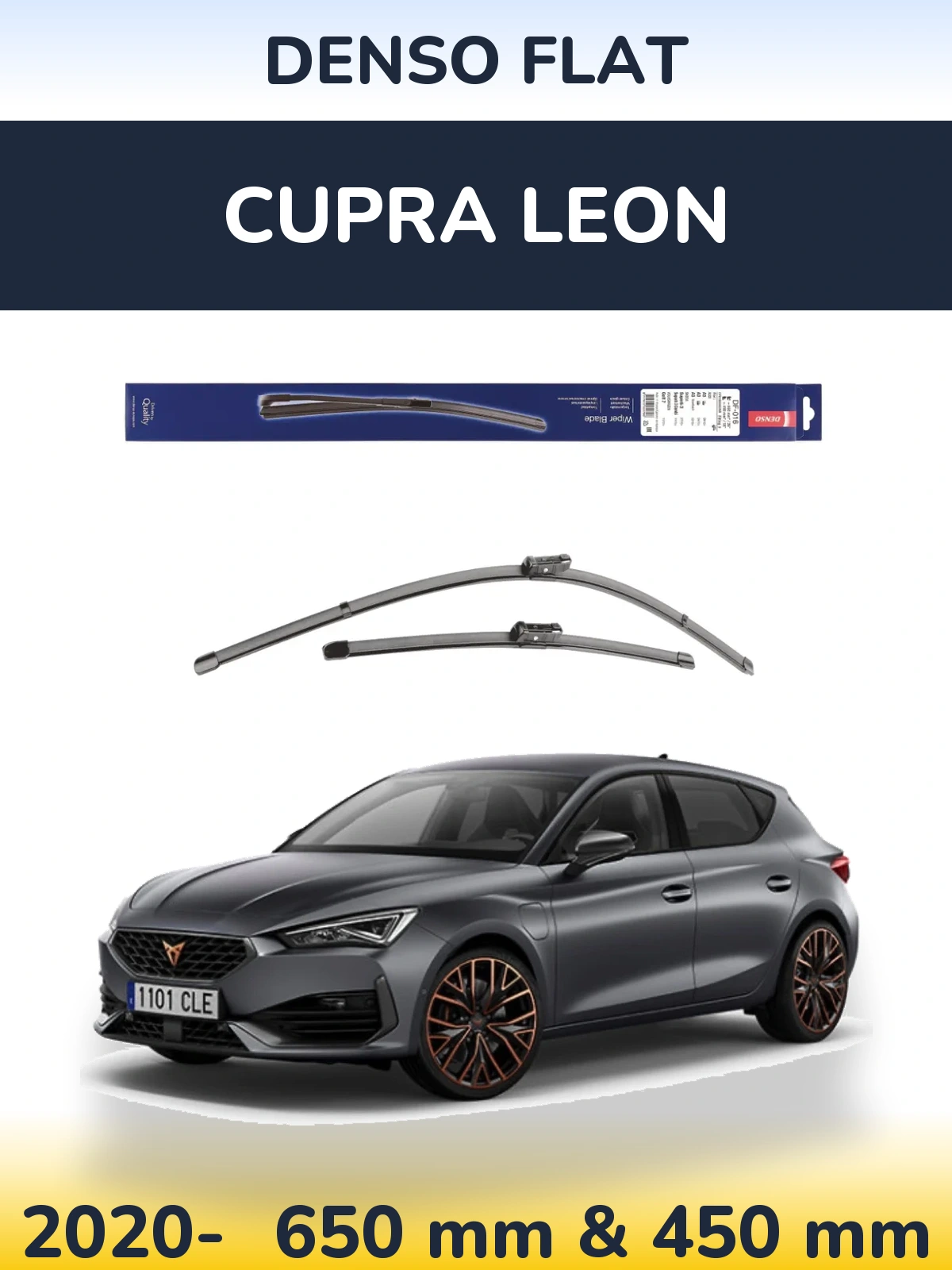 Комплект передніх щіток Denso Flat 650 & 450 мм для Cupra Leon 2020-2026