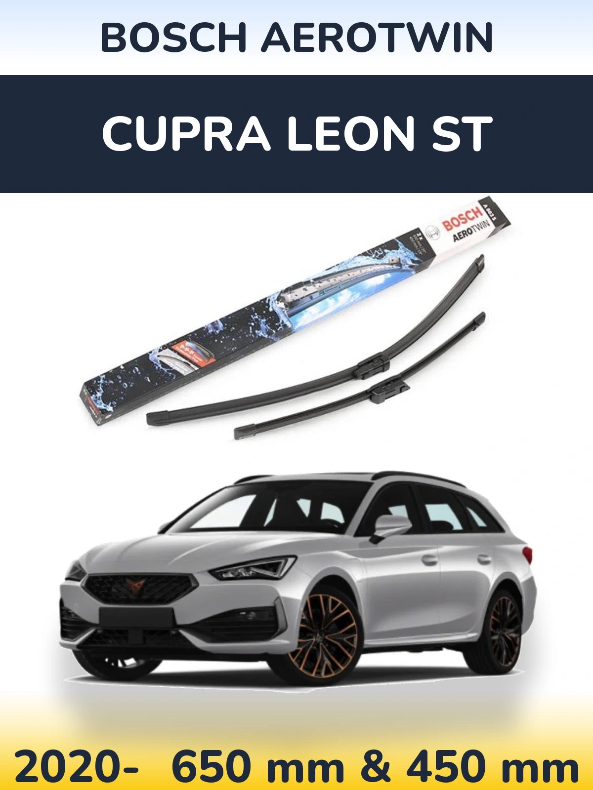 Комплект передніх щіток BOSCH AeroTwin 650 & 450 мм для Cupra Leon ST 2020-2026