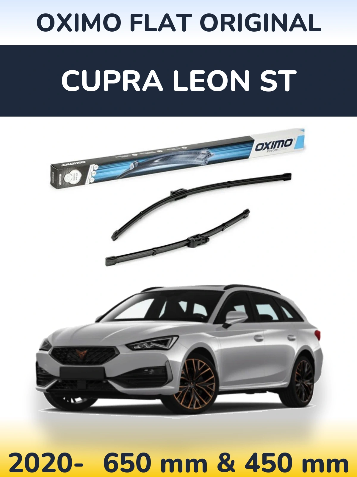 Комплект передних дворников Oximo Flat Original 650 & 450 мм для Cupra Leon ST 2020-2026