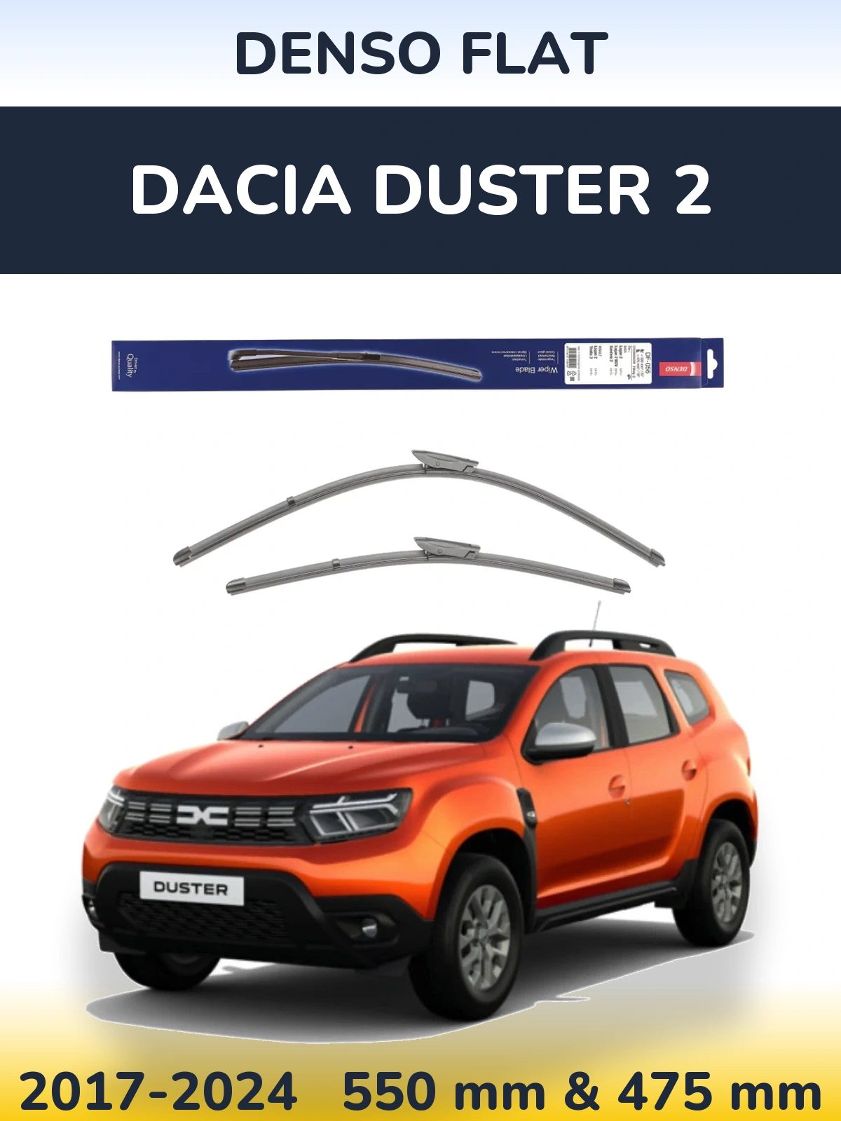 Комплект передних дворников Denso Flat 550 & 475 мм для Dacia Duster 2 2017-2024