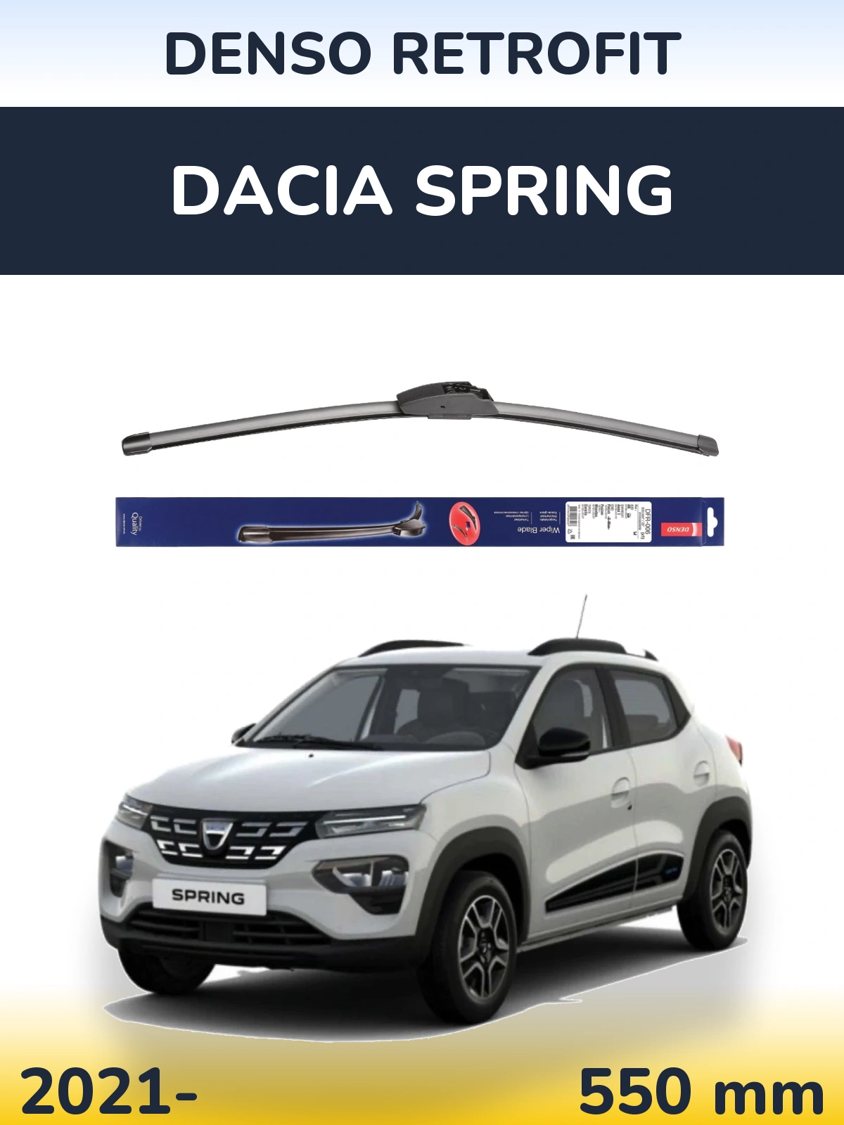 Front wiper blade Denso Retrofit 550 mm for Dacia Spring 2021-2026